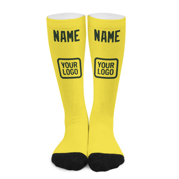 Chaussettes hautes personnalisées jaune clair et vert foncé
