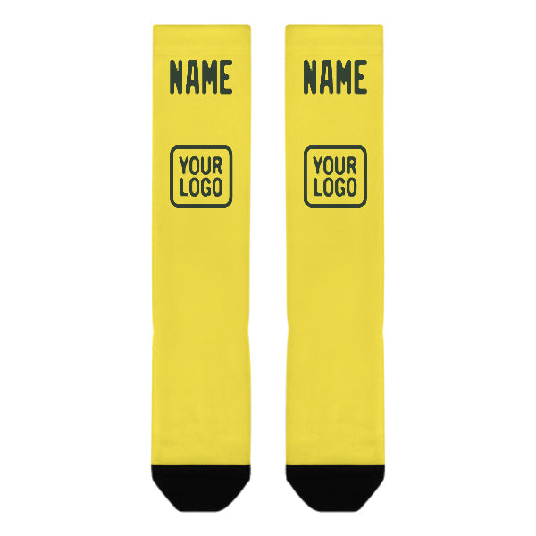 Chaussettes hautes personnalisées jaune clair et vert foncé