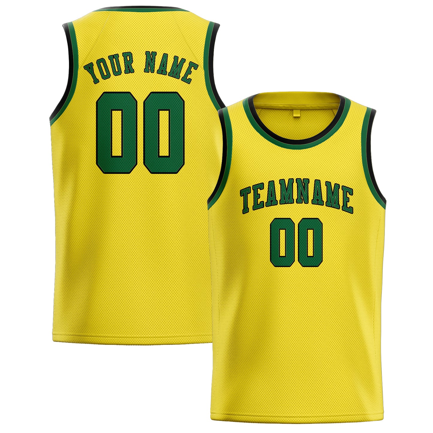 Maillot de basketball personnalisé jaune clair et vert