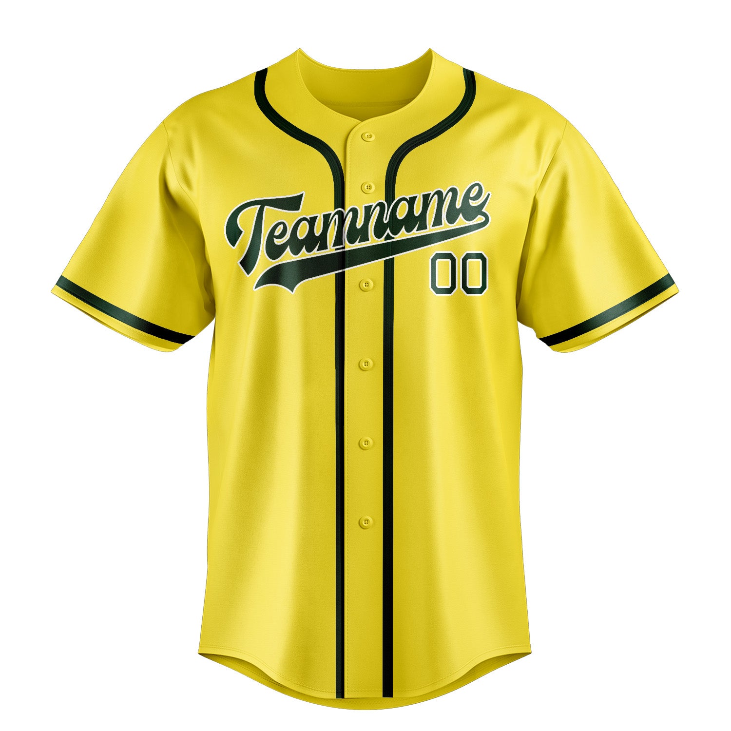 Maillot de baseball personnalisé jaune clair et vert