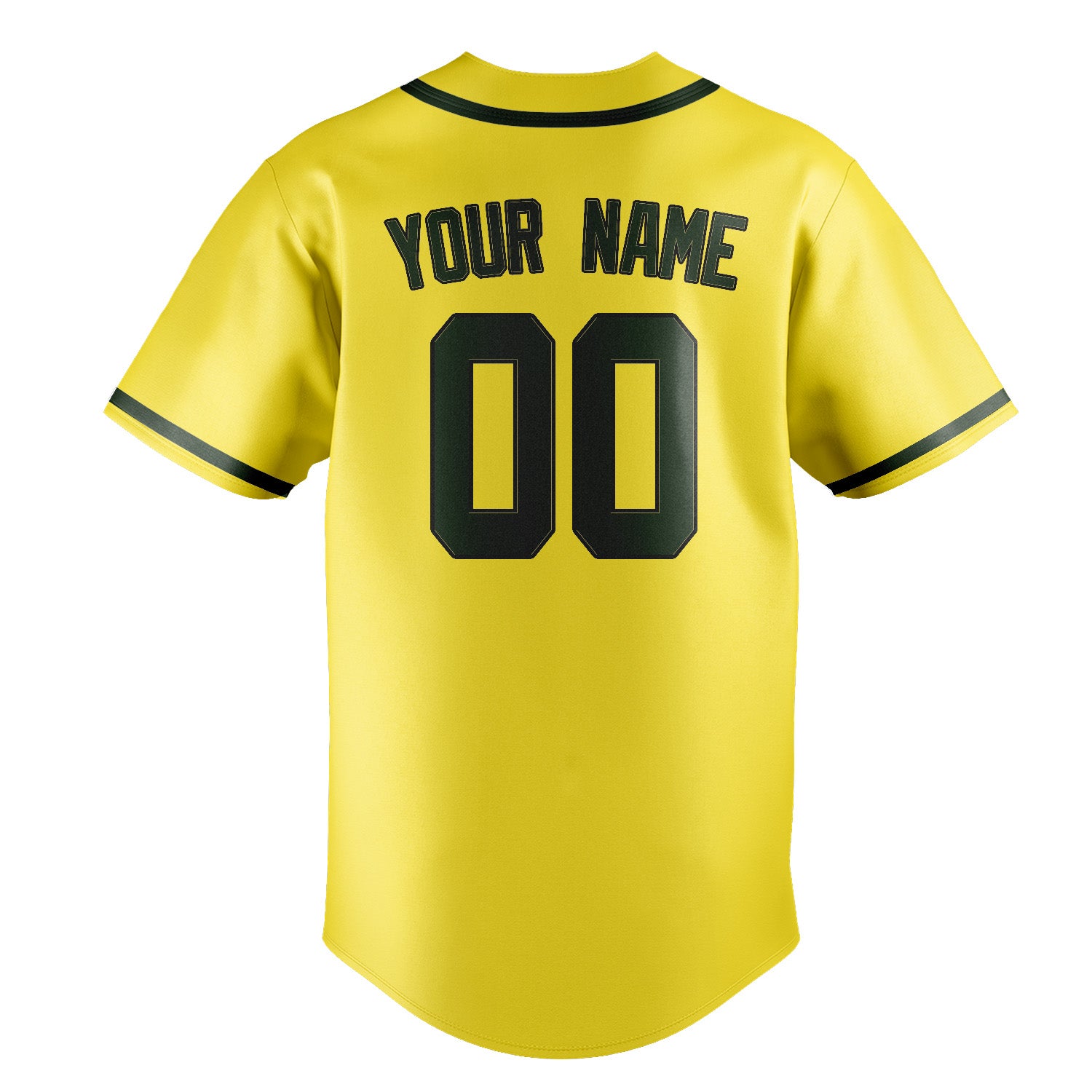 Maillot de baseball personnalisé jaune clair et vert foncé