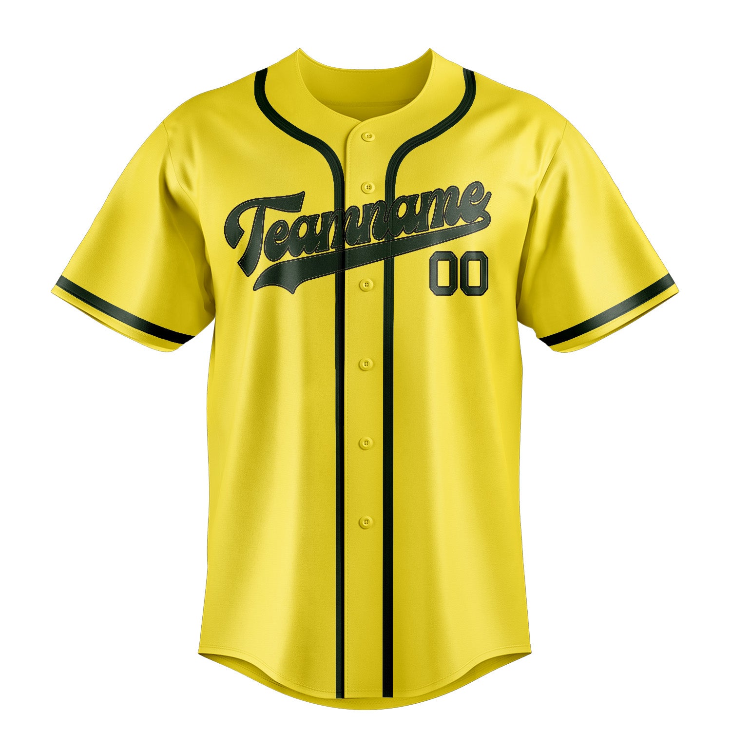 Maillot de baseball personnalisé jaune clair et vert foncé