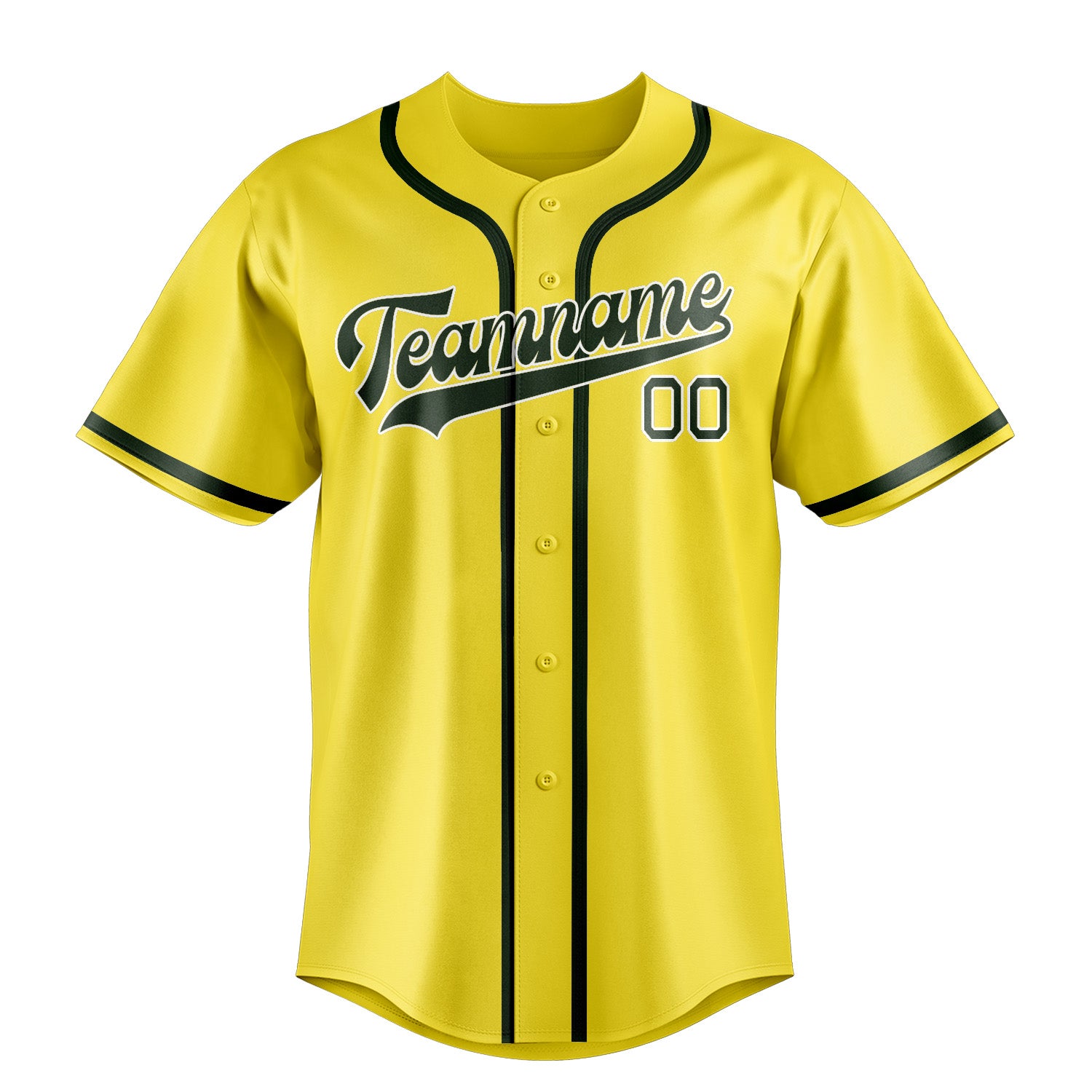 Maillot de baseball personnalisé jaune clair et vert foncé