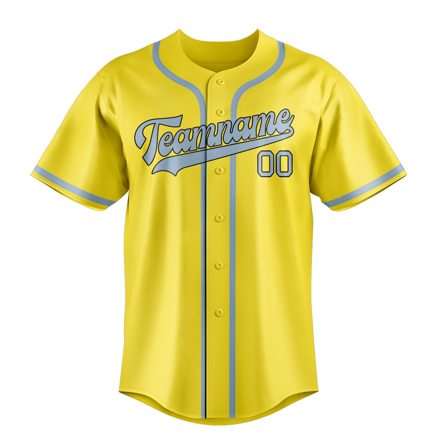 Maillot de baseball personnalisé jaune clair et bleu clair