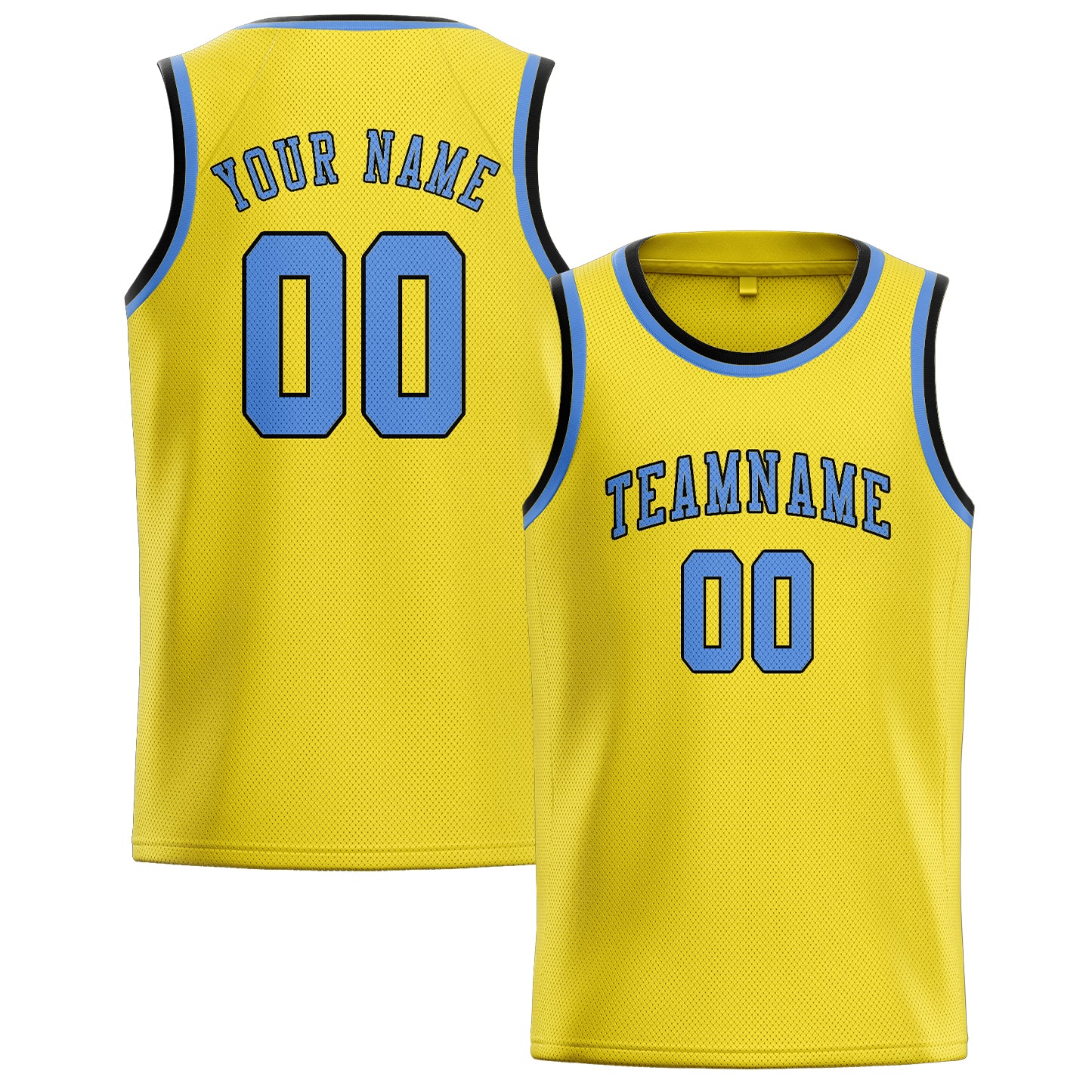 Maillot de basketball personnalisé jaune clair et bleu clair