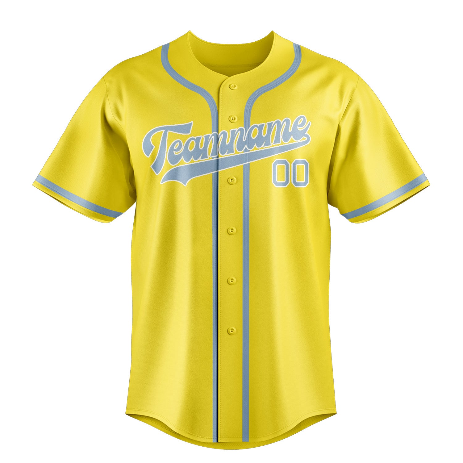 Maillot de baseball personnalisé jaune clair et bleu clair