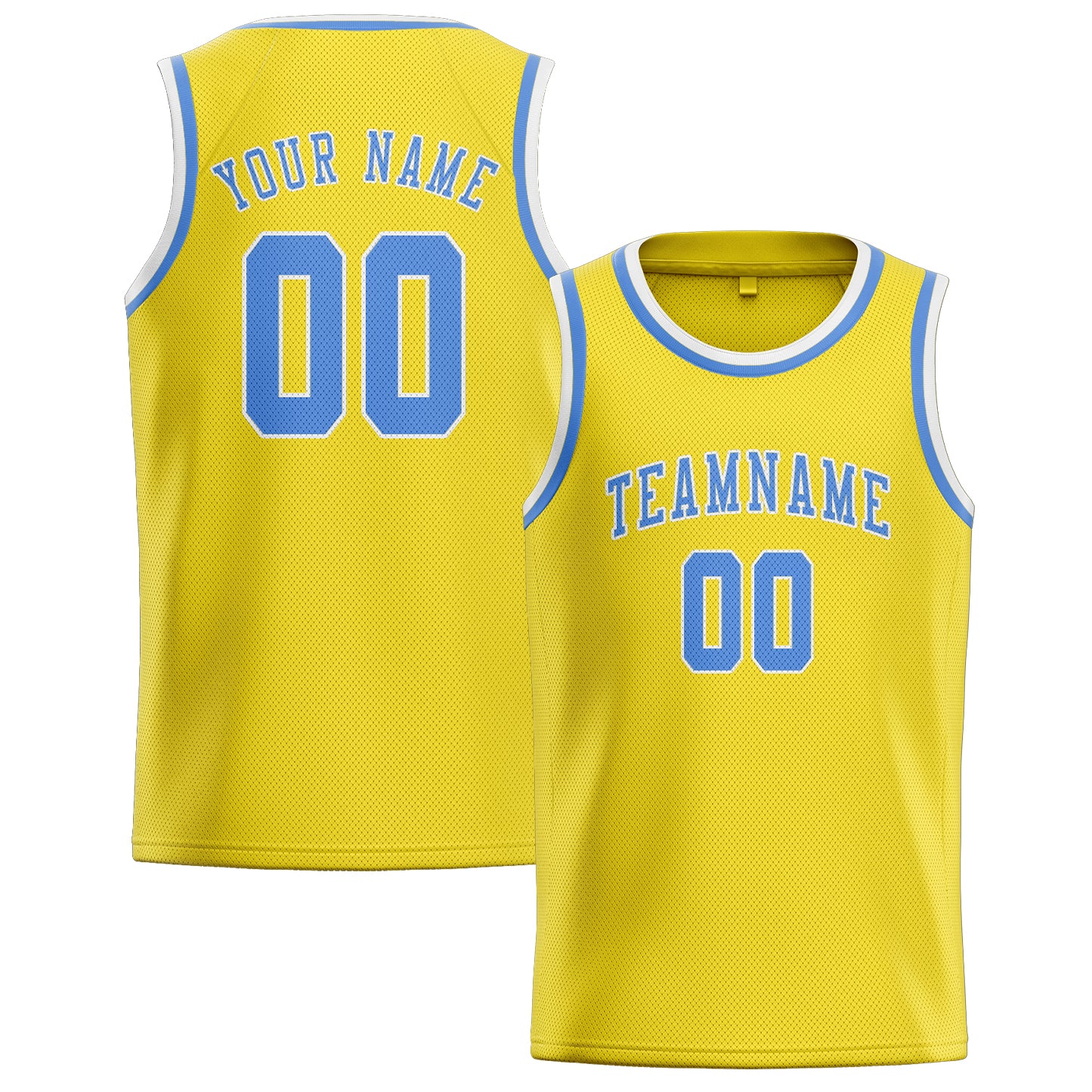 Maillot de basketball personnalisé jaune clair et bleu clair