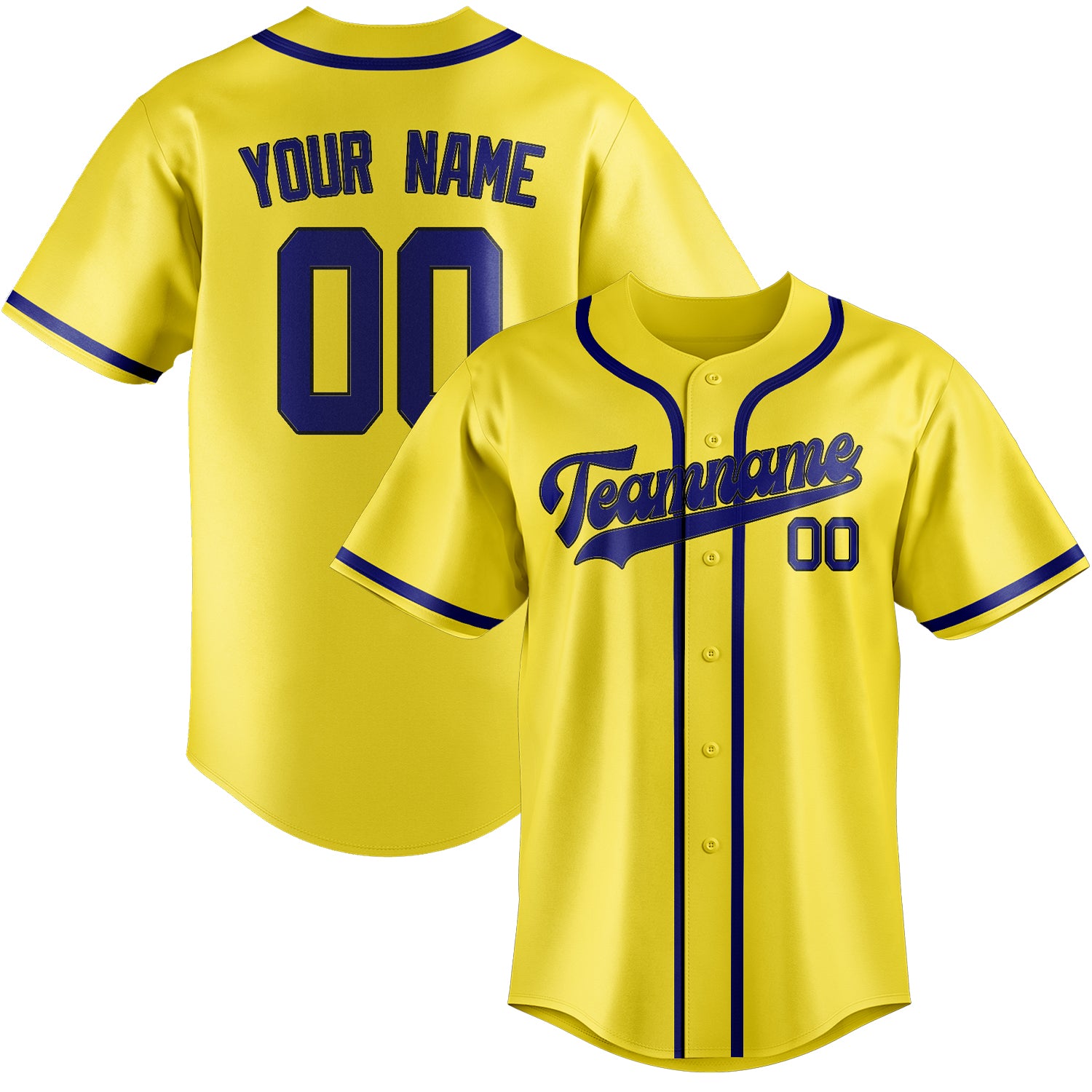 Maillot de baseball personnalisé jaune clair et bleu ciel
