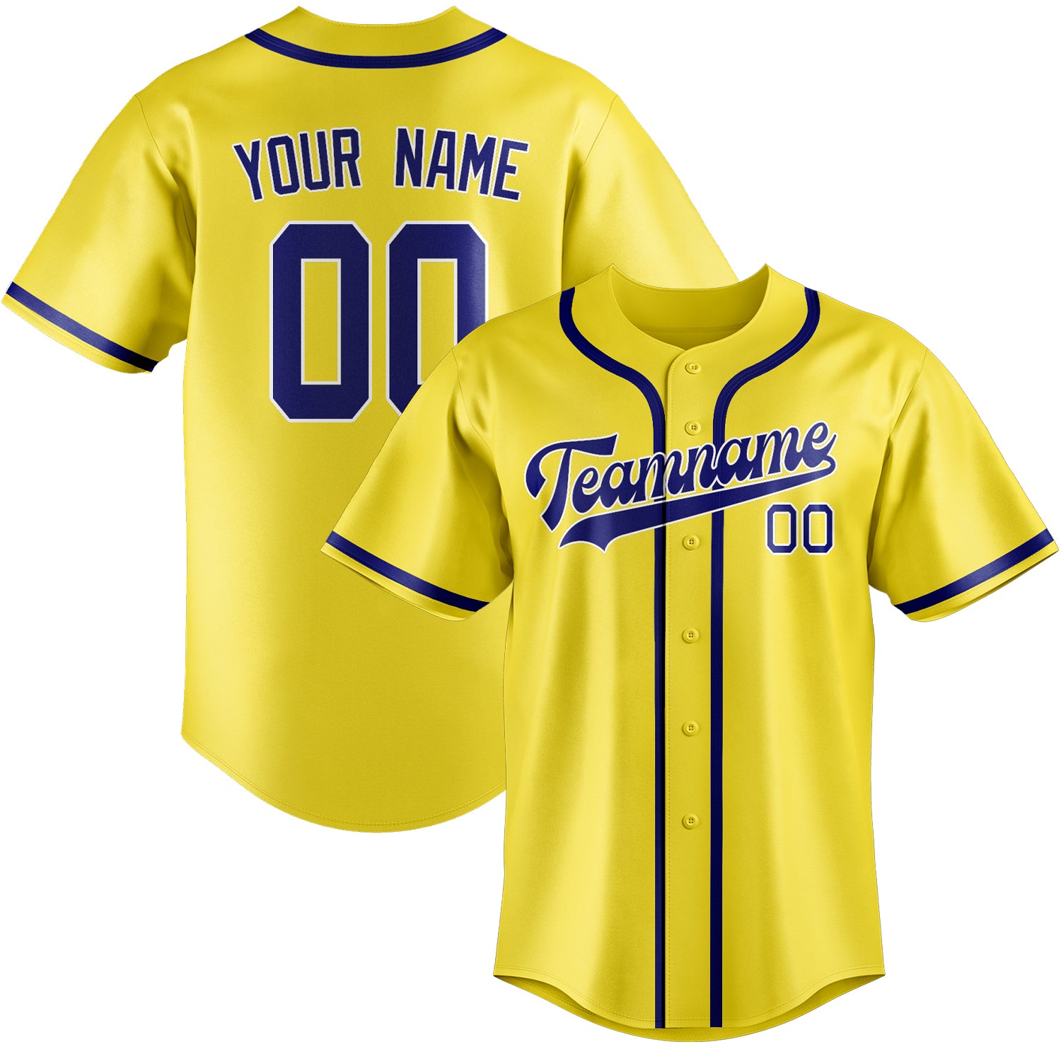 Maillot de baseball personnalisé jaune clair et bleu ciel