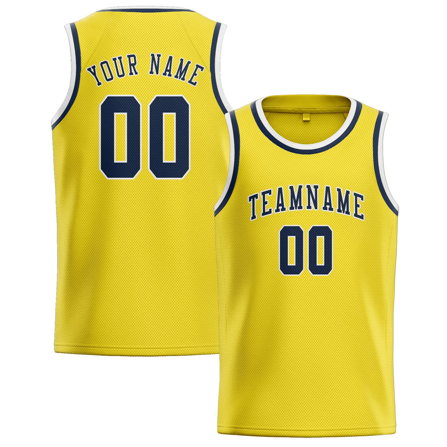 Maillot de basketball personnalisé jaune clair et bleu