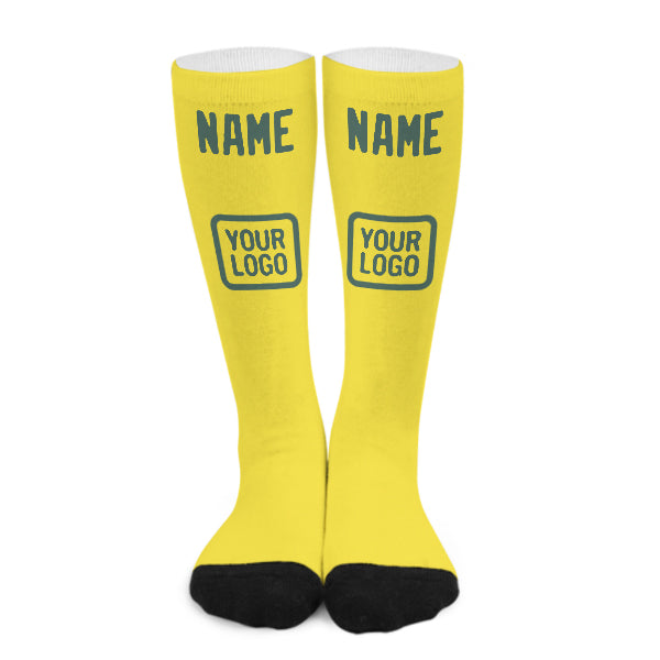 Chaussettes hautes personnalisées jaune clair, bleu et vert