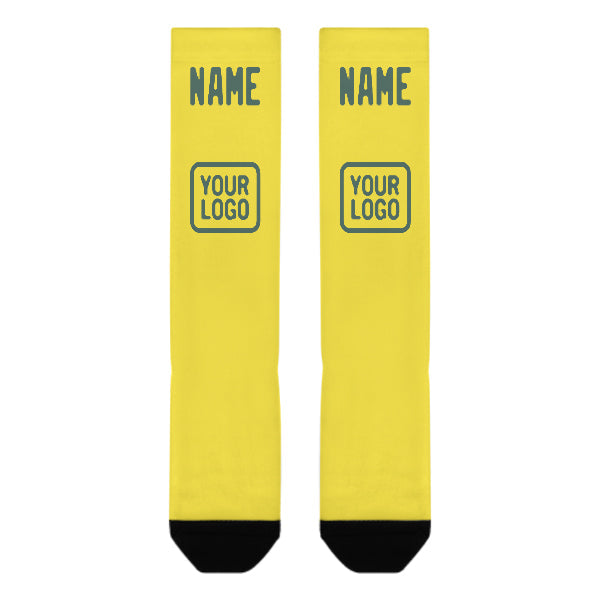 Chaussettes hautes personnalisées jaune clair, bleu et vert