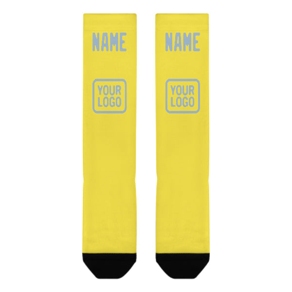 Chaussettes hautes personnalisées jaune clair et bleu clair