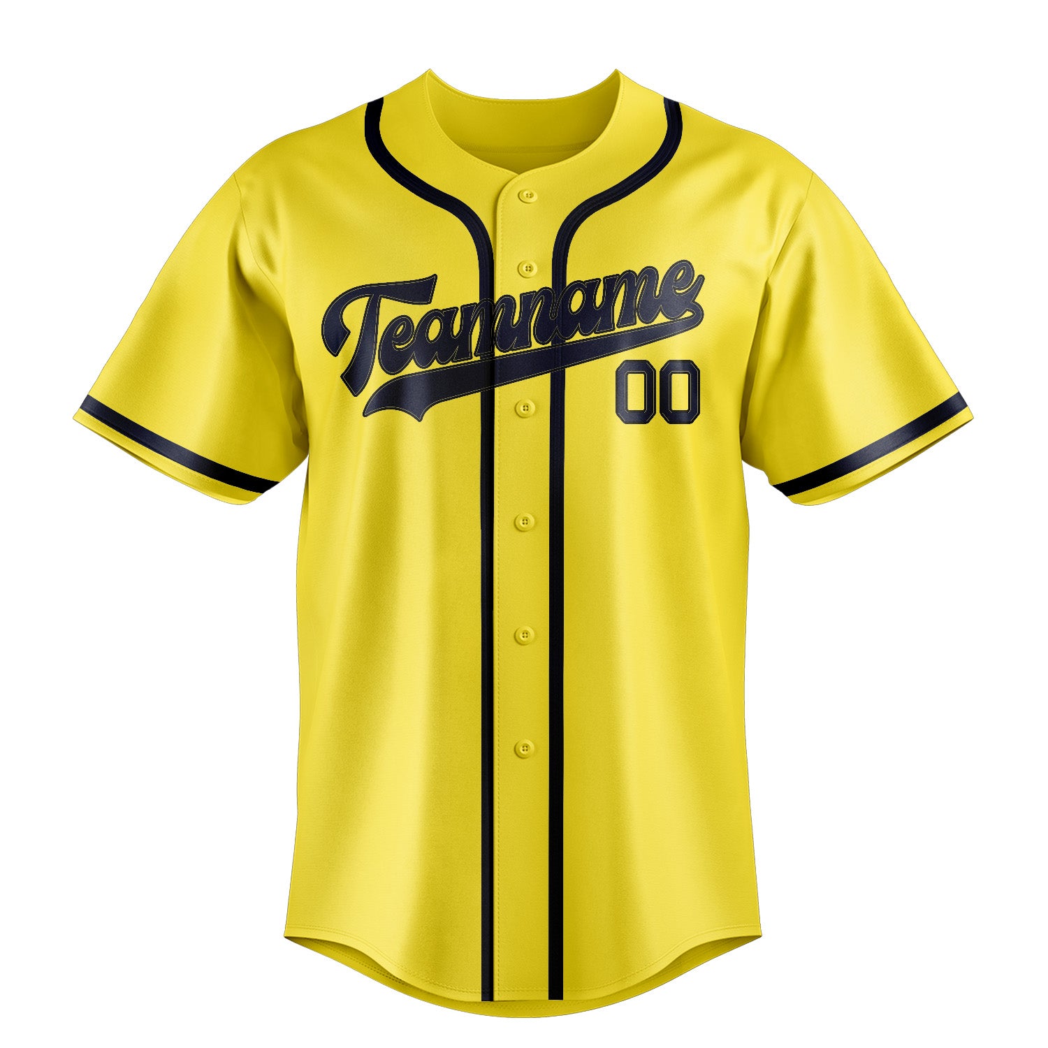 Maillot de baseball personnalisé jaune clair et marine