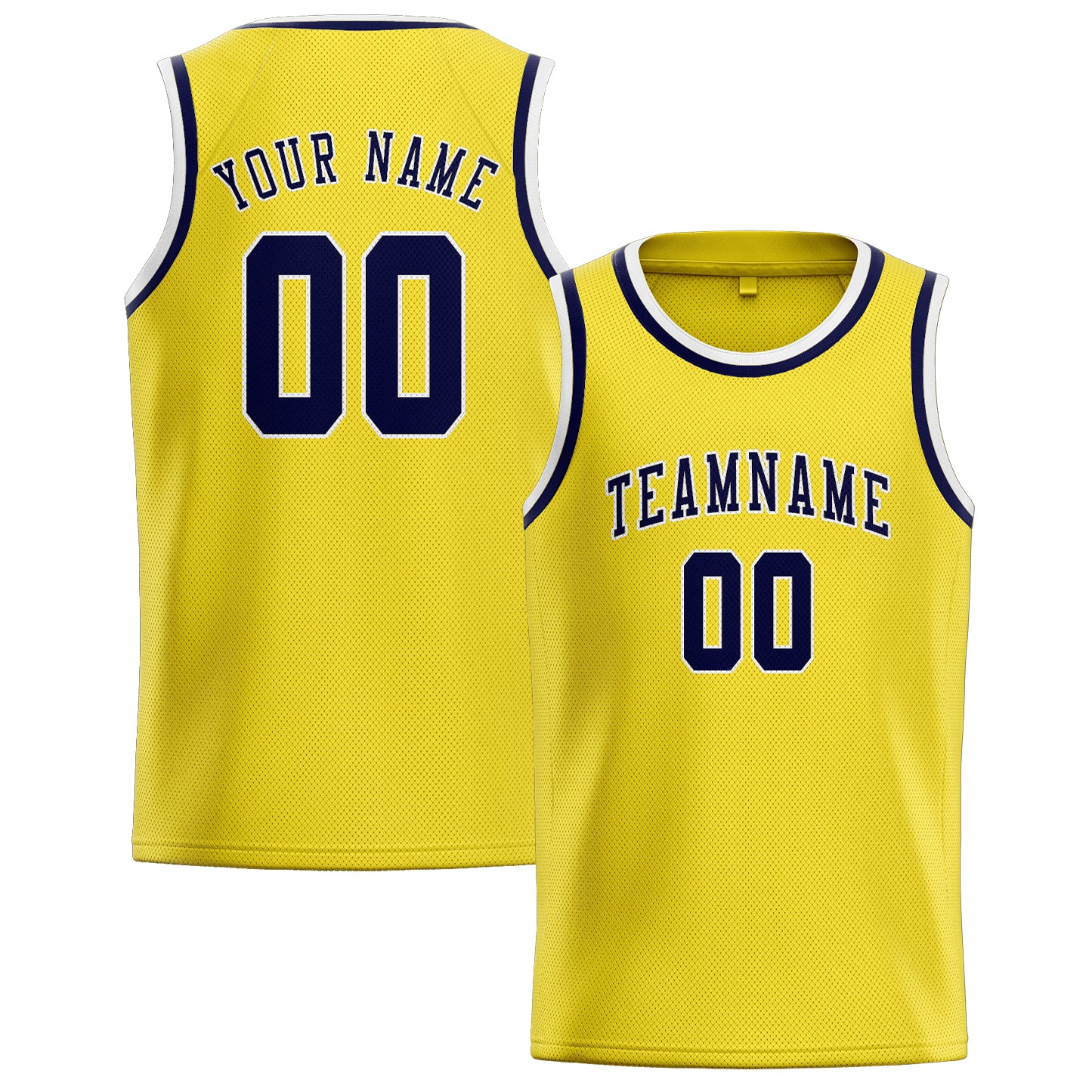 Maillot de basketball personnalisé jaune clair et marine