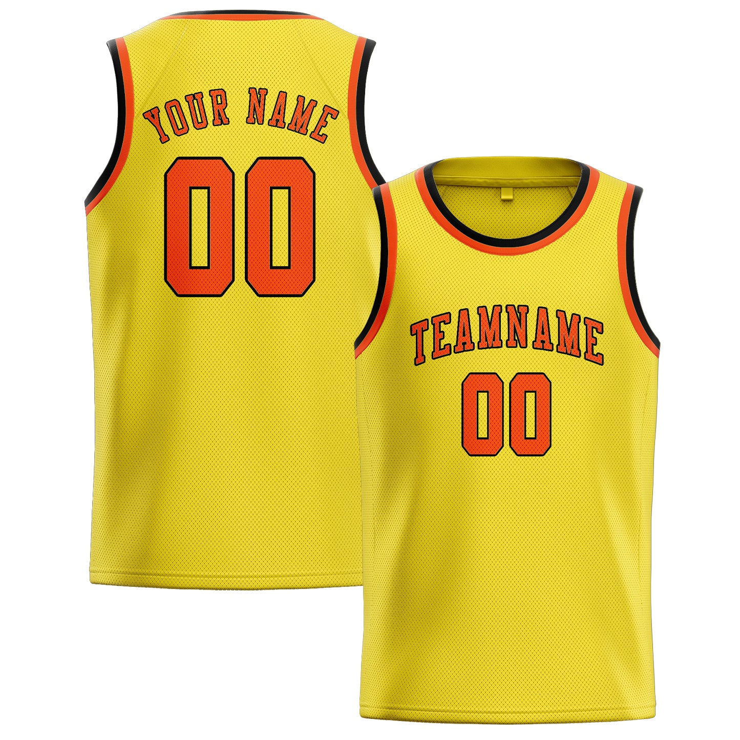 Maillot de basketball personnalisé jaune clair, orange et rouge