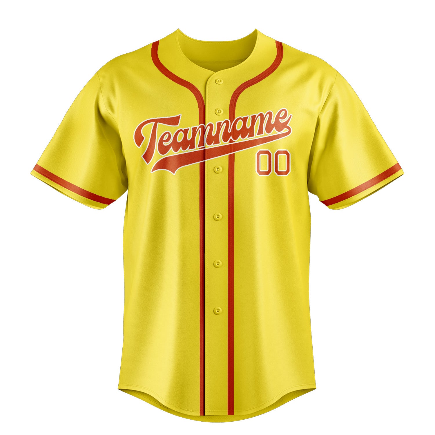 Maillot de baseball personnalisé jaune clair, orange et rouge