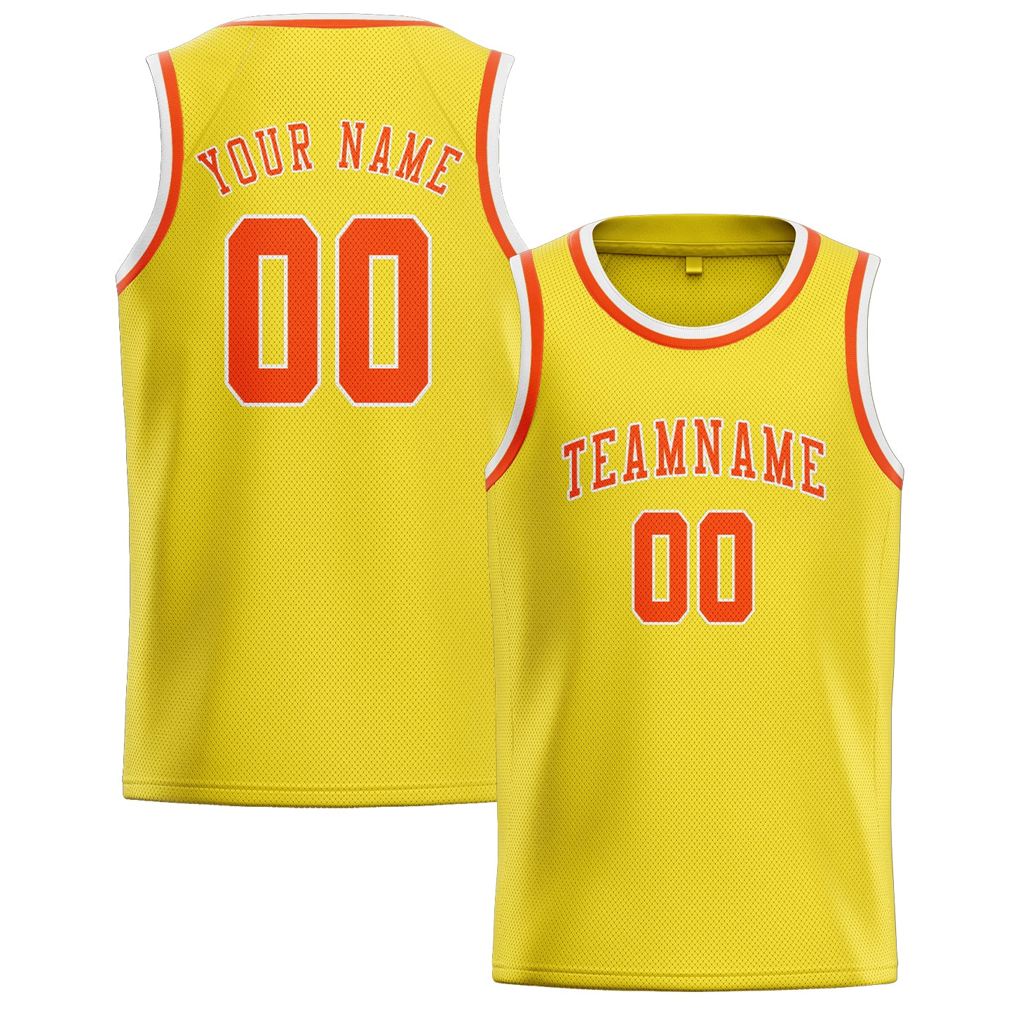 Maillot de basketball personnalisé jaune clair, orange et rouge