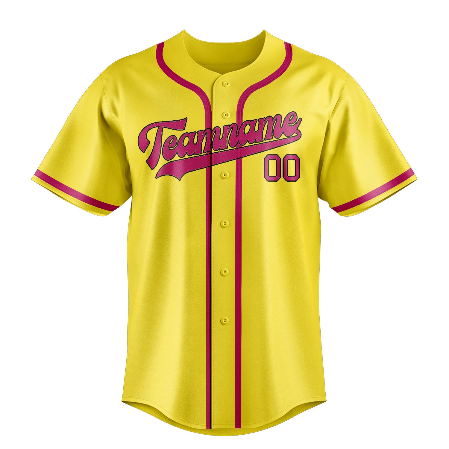 Maillot de baseball personnalisé jaune clair et rose
