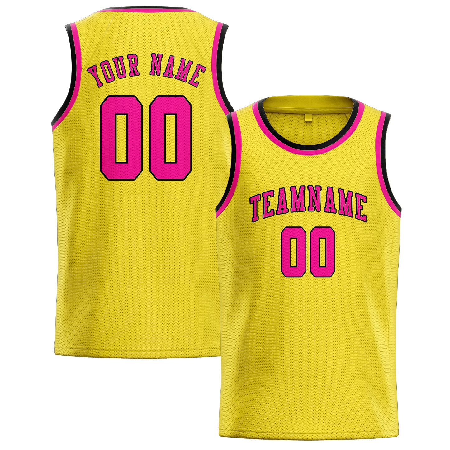 Maillot de basketball personnalisé jaune clair et rose