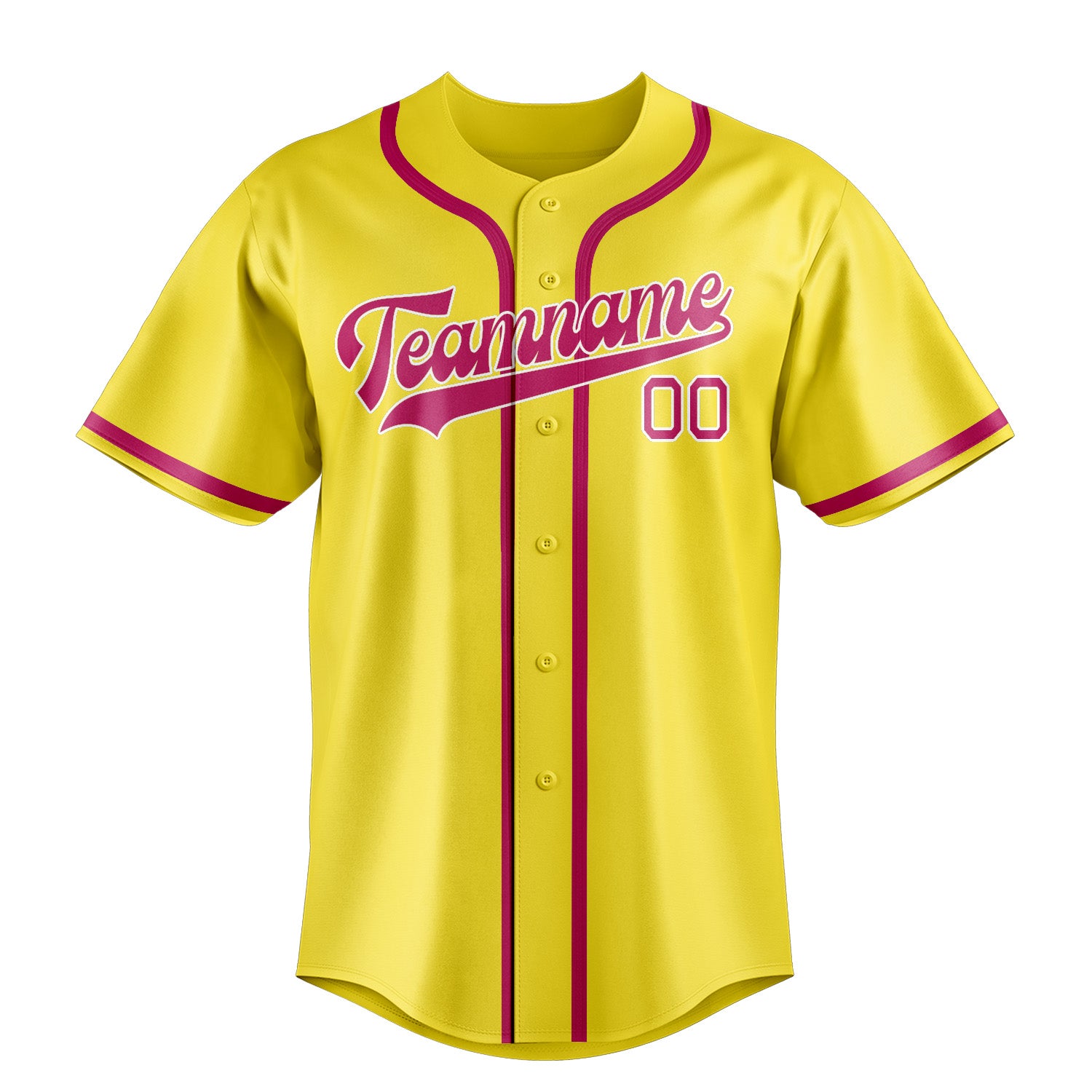 Maillot de baseball personnalisé jaune clair et rose