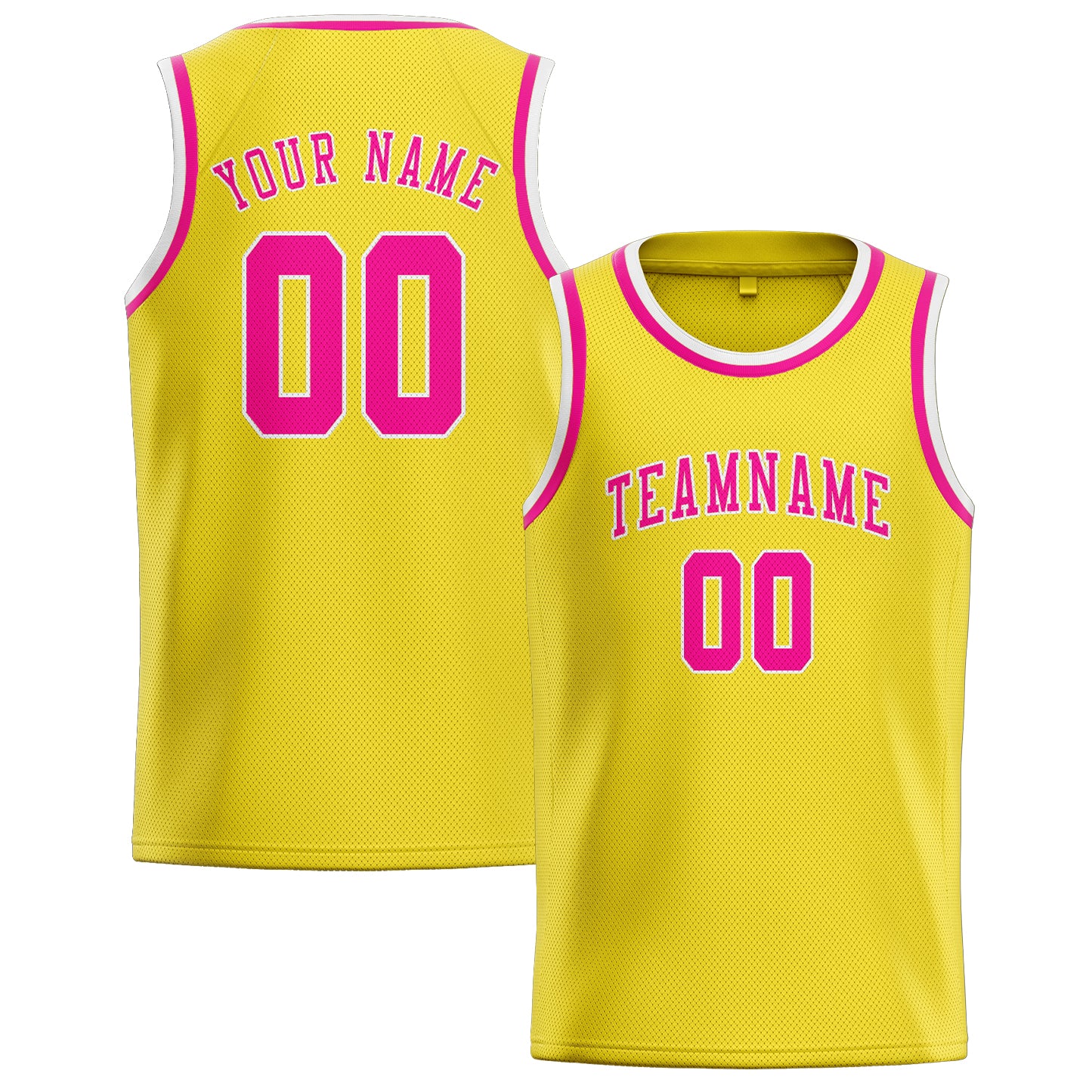 Maillot de basketball personnalisé jaune clair et rose