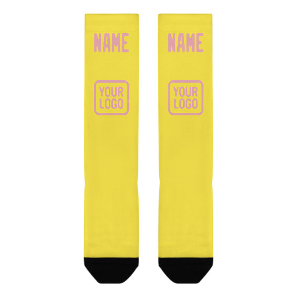 Chaussettes hautes personnalisées jaune clair et rose clair