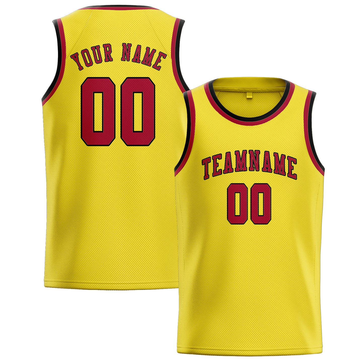 Maillot de basketball personnalisé jaune clair et rouge