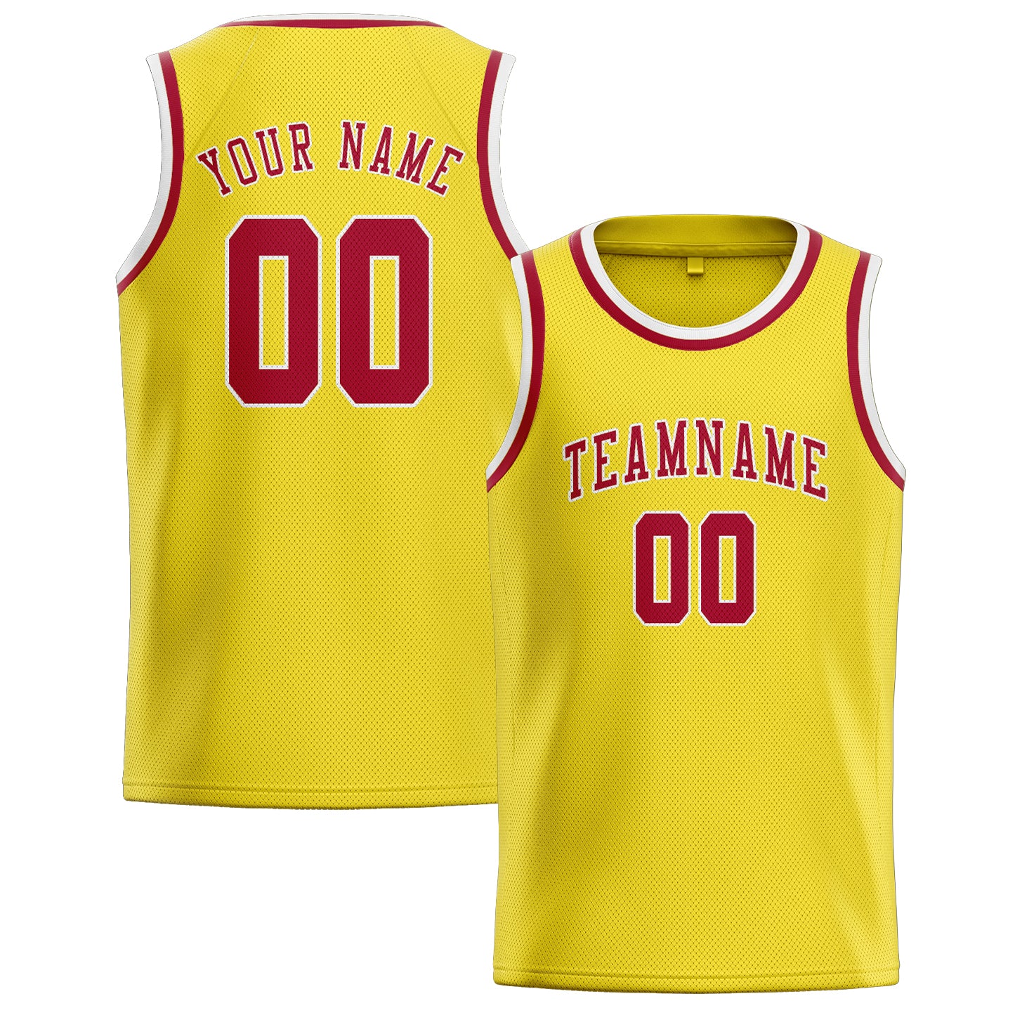 Maillot de basketball personnalisé jaune clair et rouge