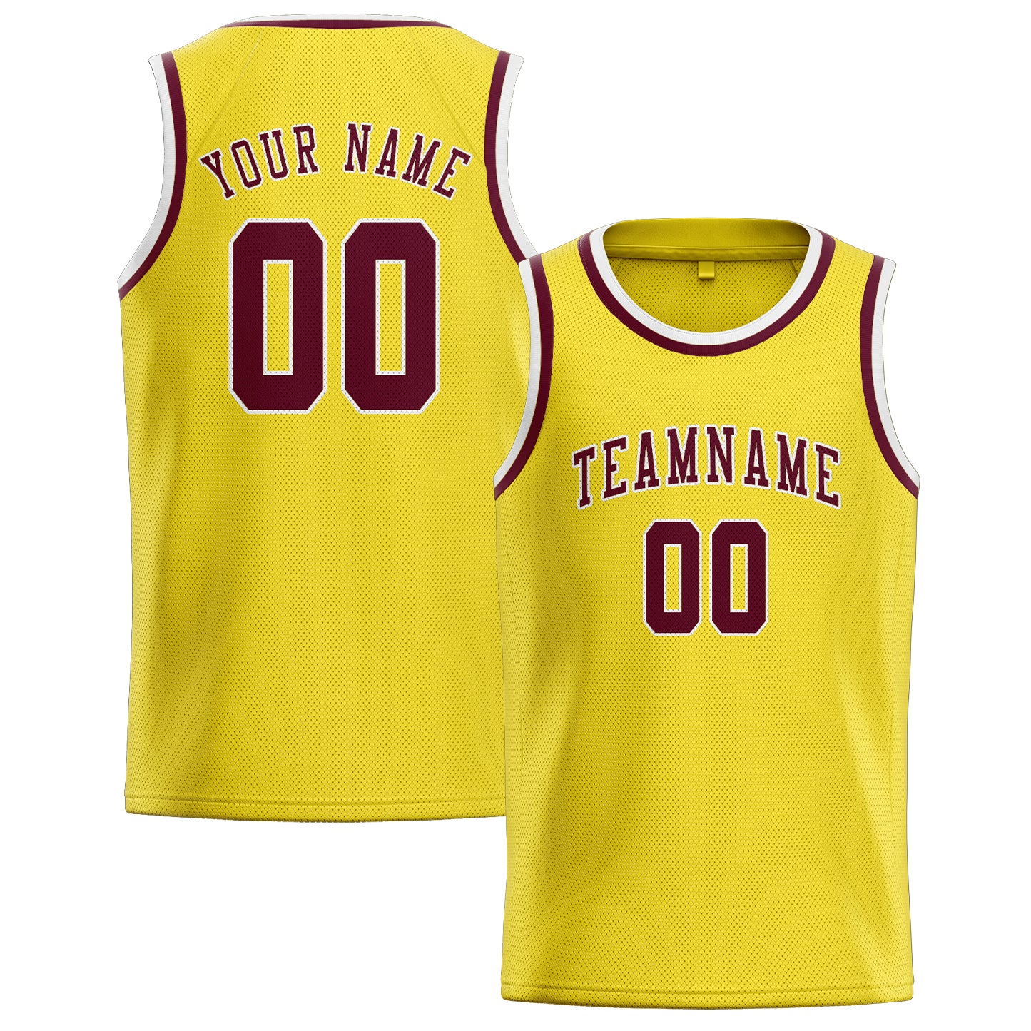 Maillot de basketball personnalisé jaune clair et rouge cramoisi
