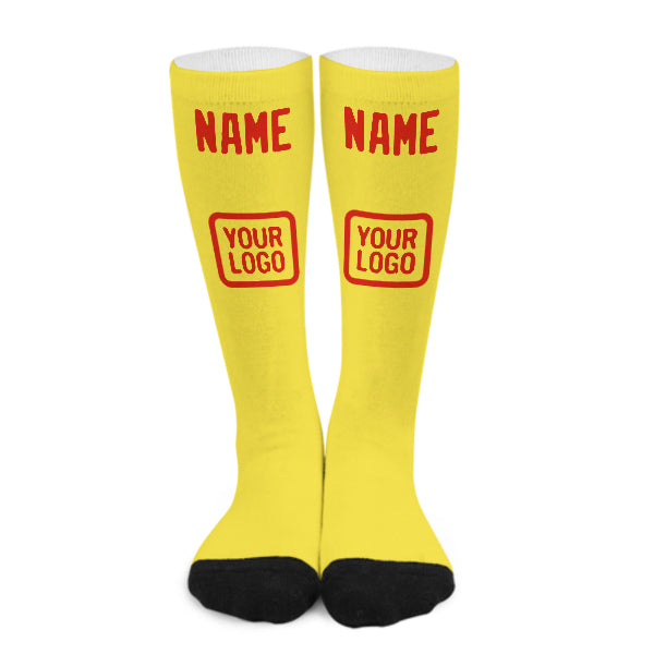 Chaussettes hautes personnalisées jaune clair, orange et rouge