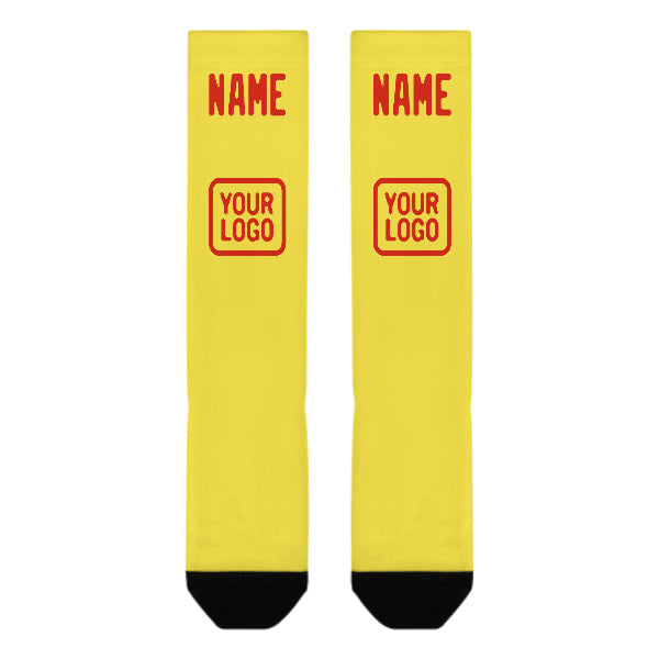 Chaussettes hautes personnalisées jaune clair, orange et rouge