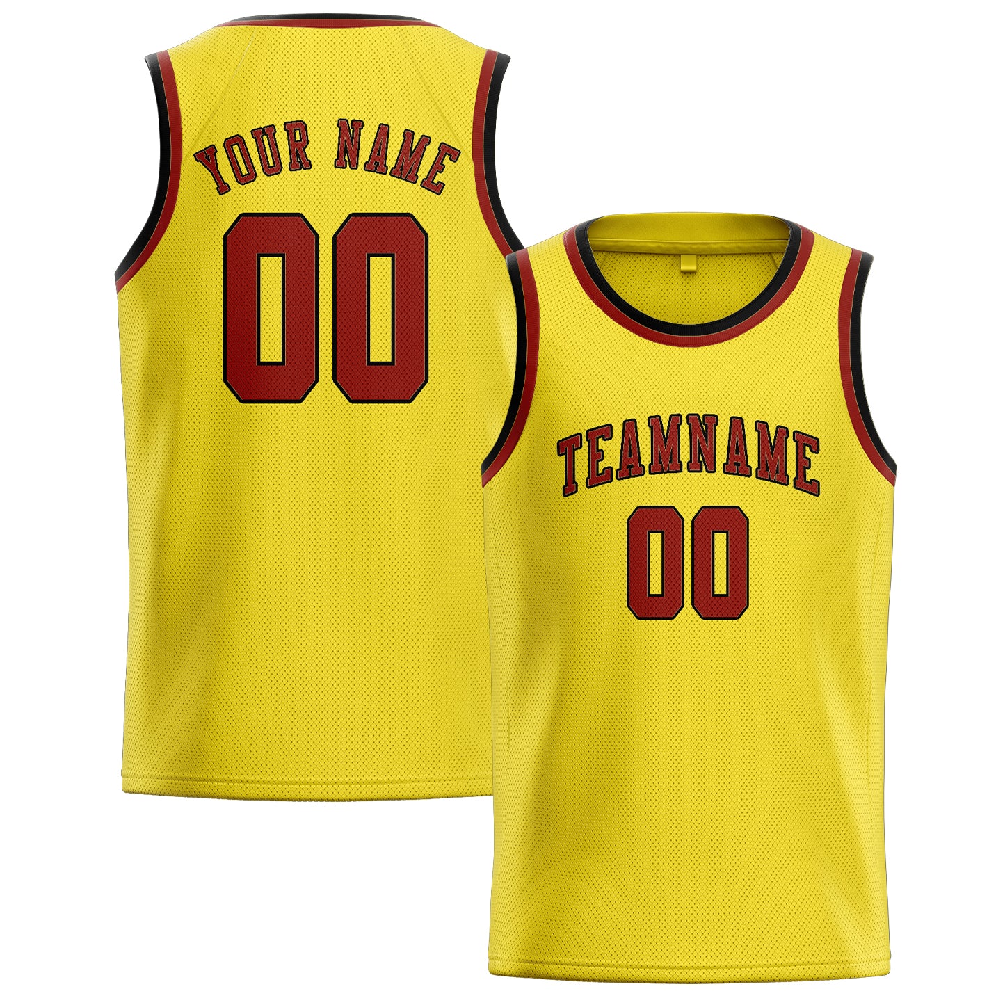 Maillot de basketball personnalisé jaune clair corail rouge