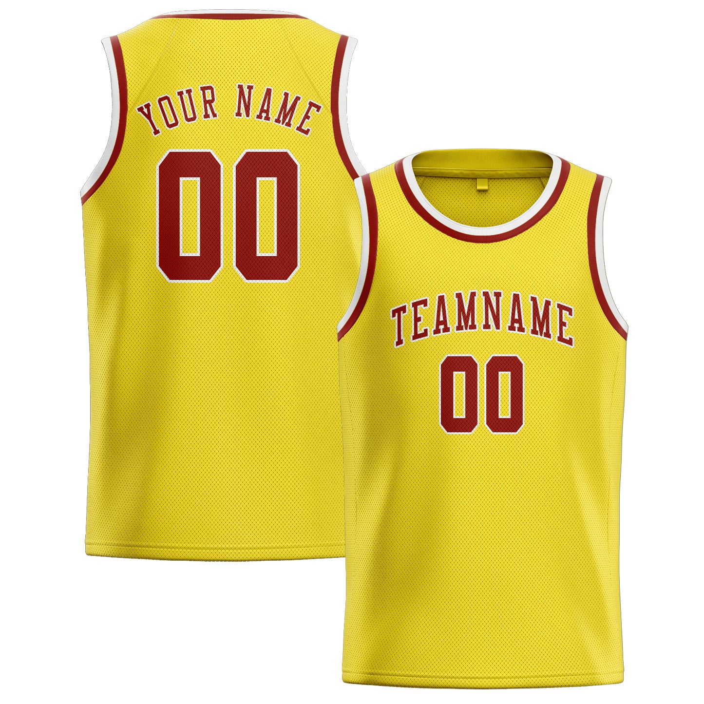 Maillot de basketball personnalisé jaune clair corail rouge