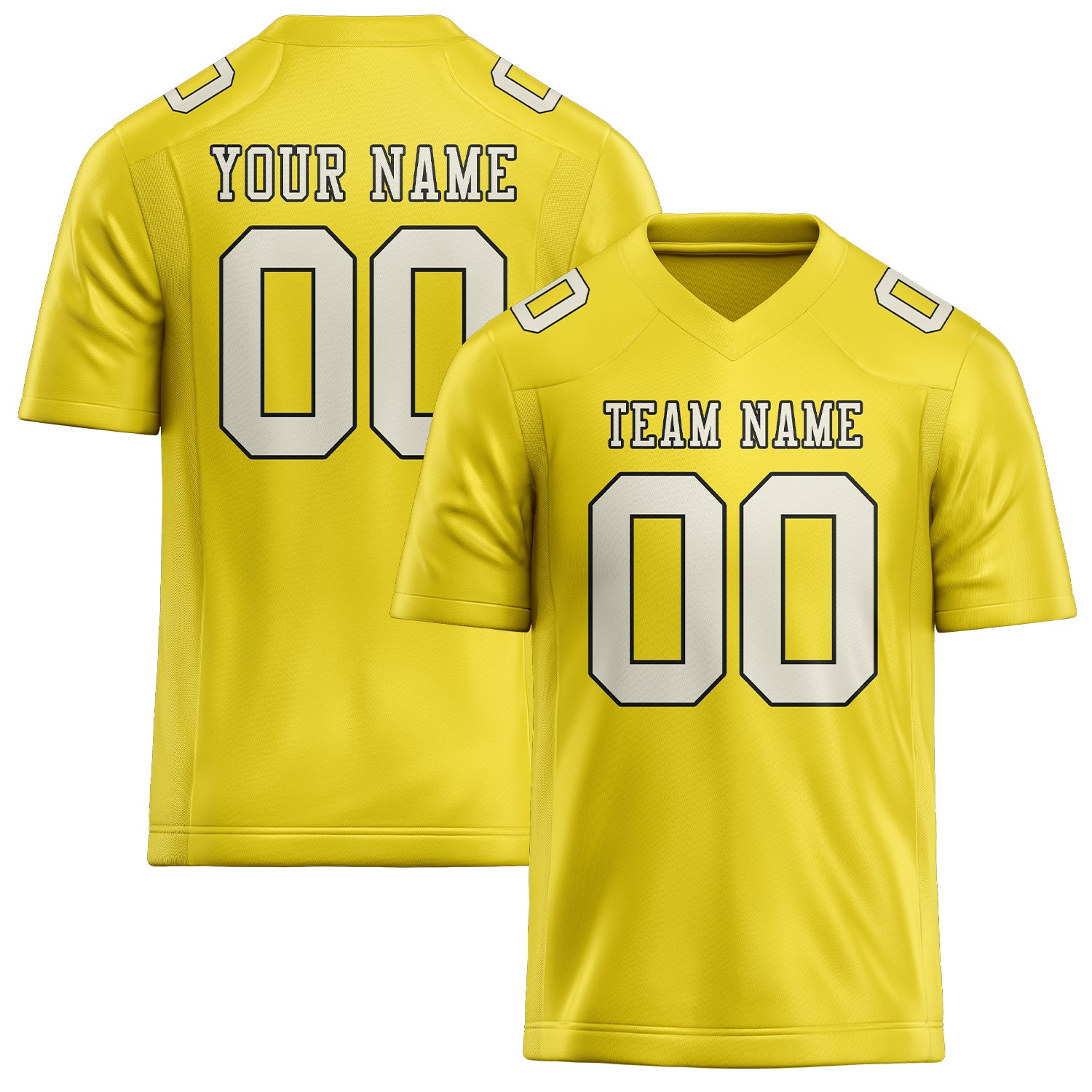 Maillot de football personnalisé jaune clair et crème