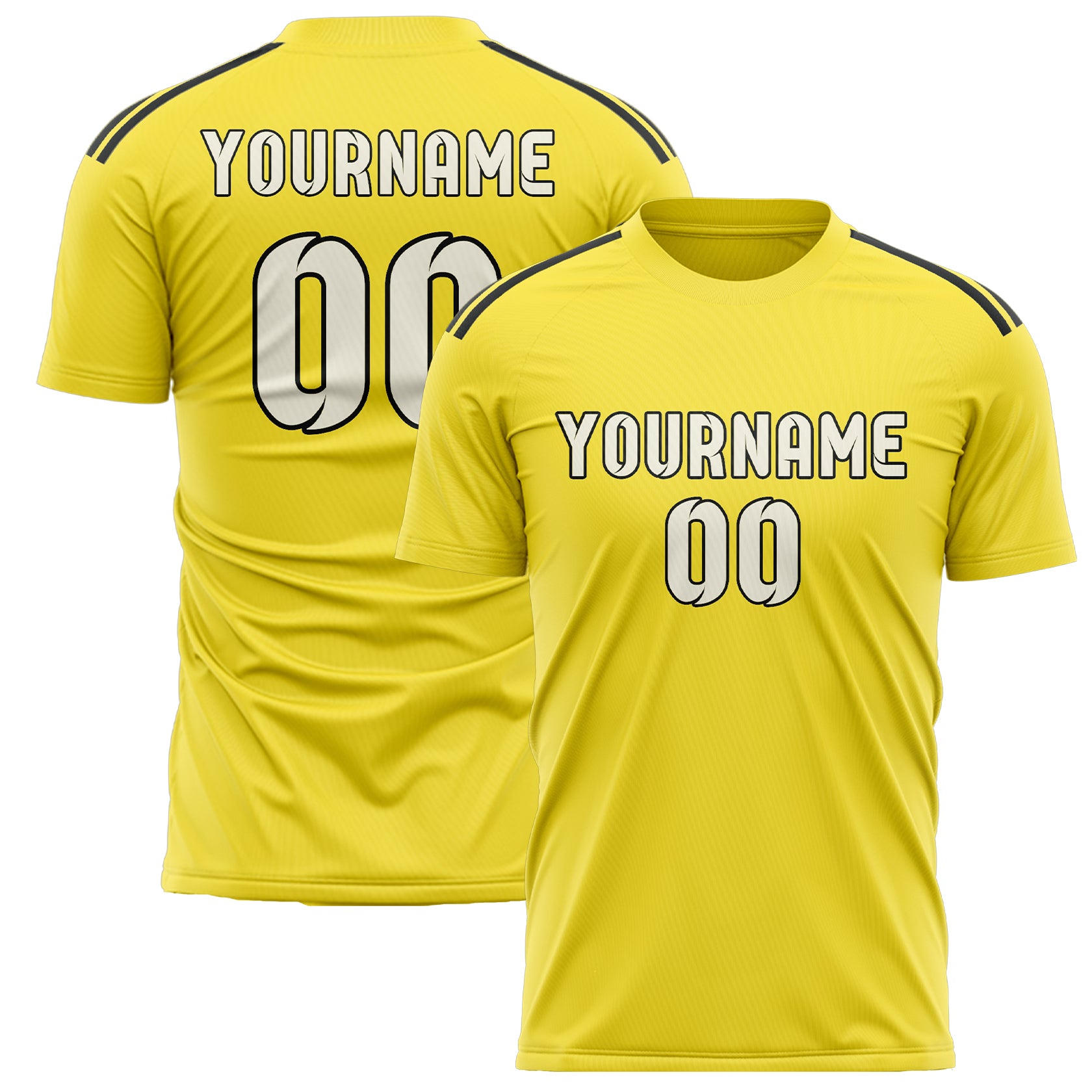 Maillot de football personnalisé jaune clair et crème