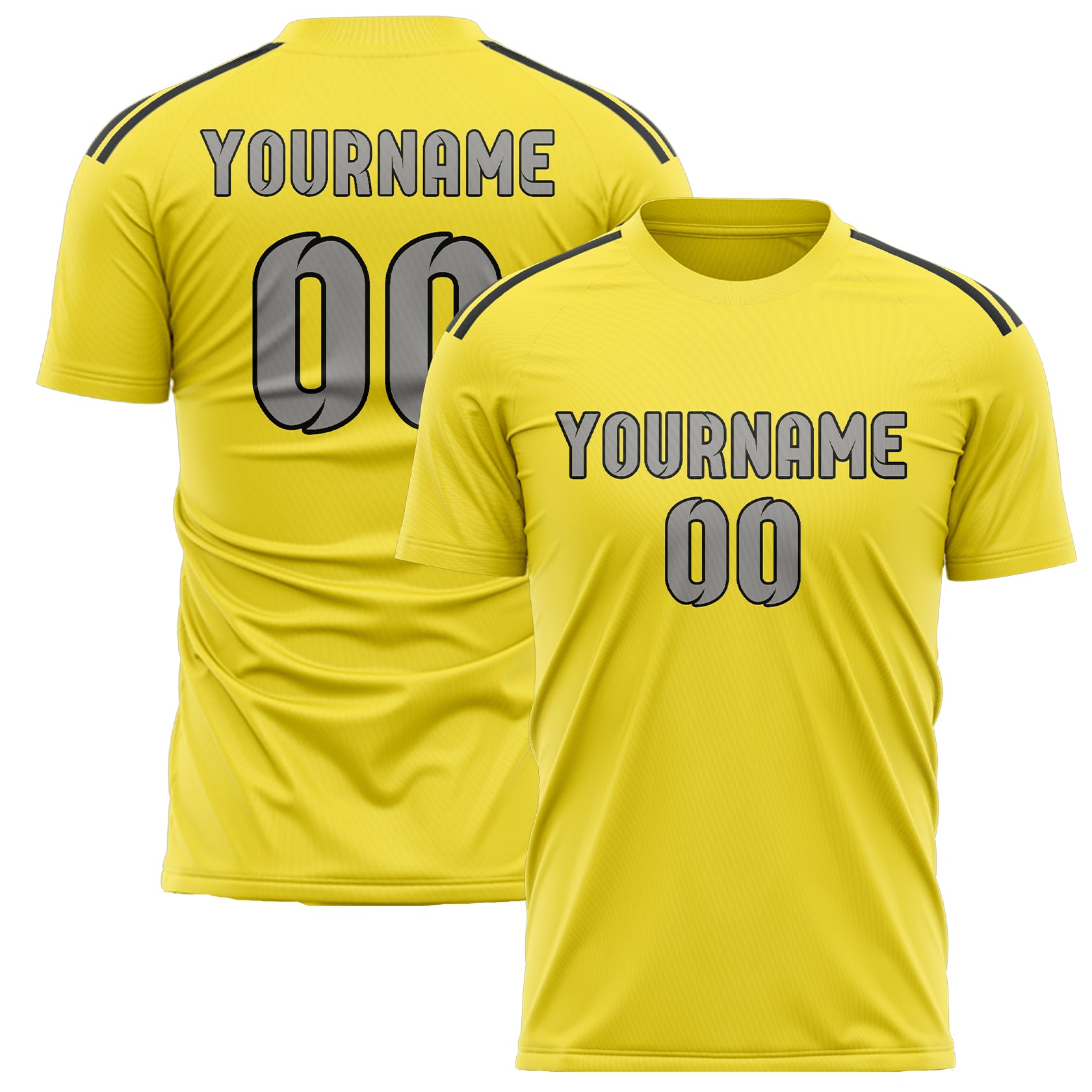 Maillot de football personnalisé jaune clair et gris