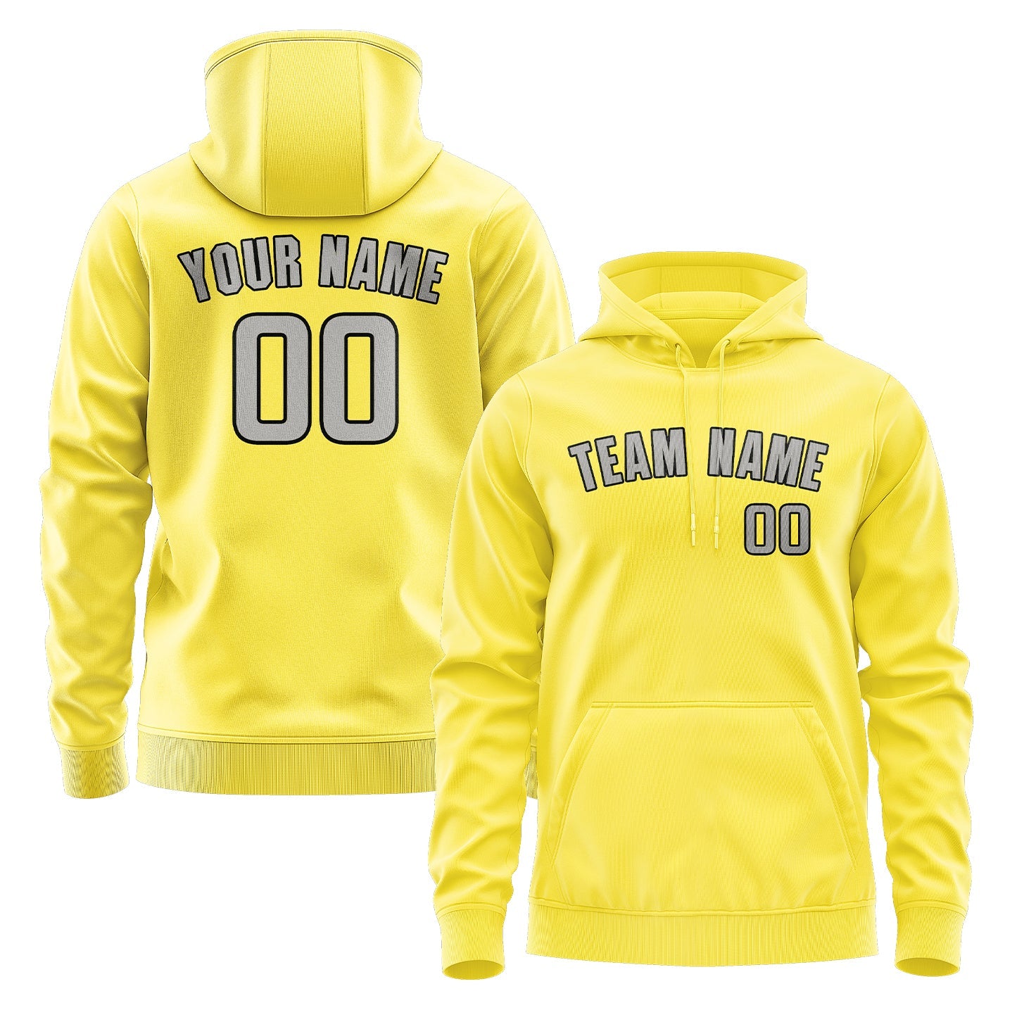 Sweat à capuche personnalisé jaune clair et gris 