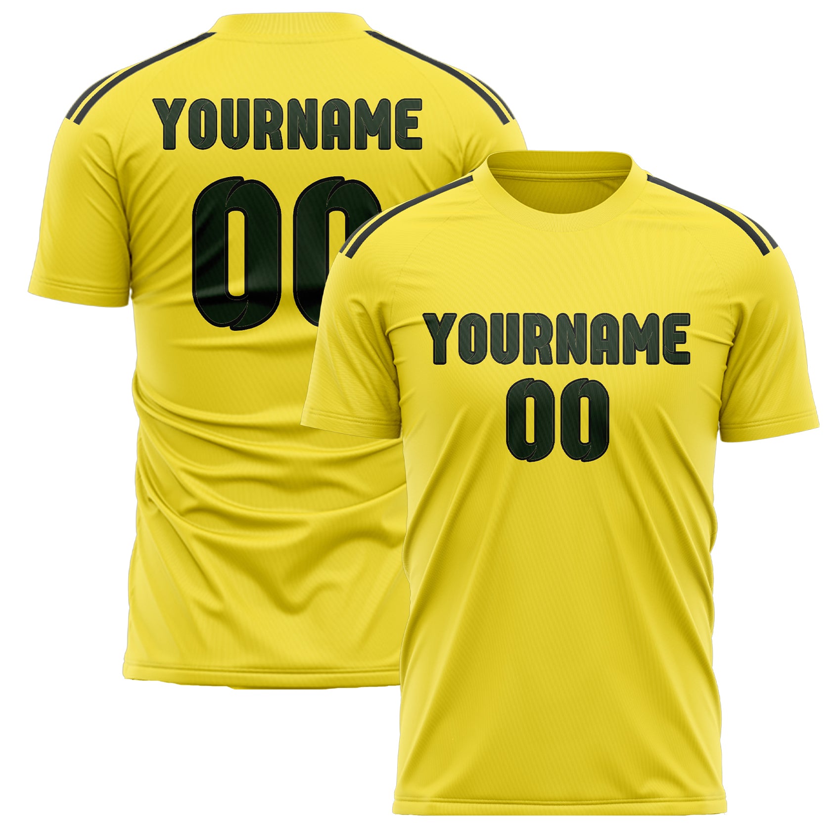 Maillot de football personnalisé jaune clair et vert foncé