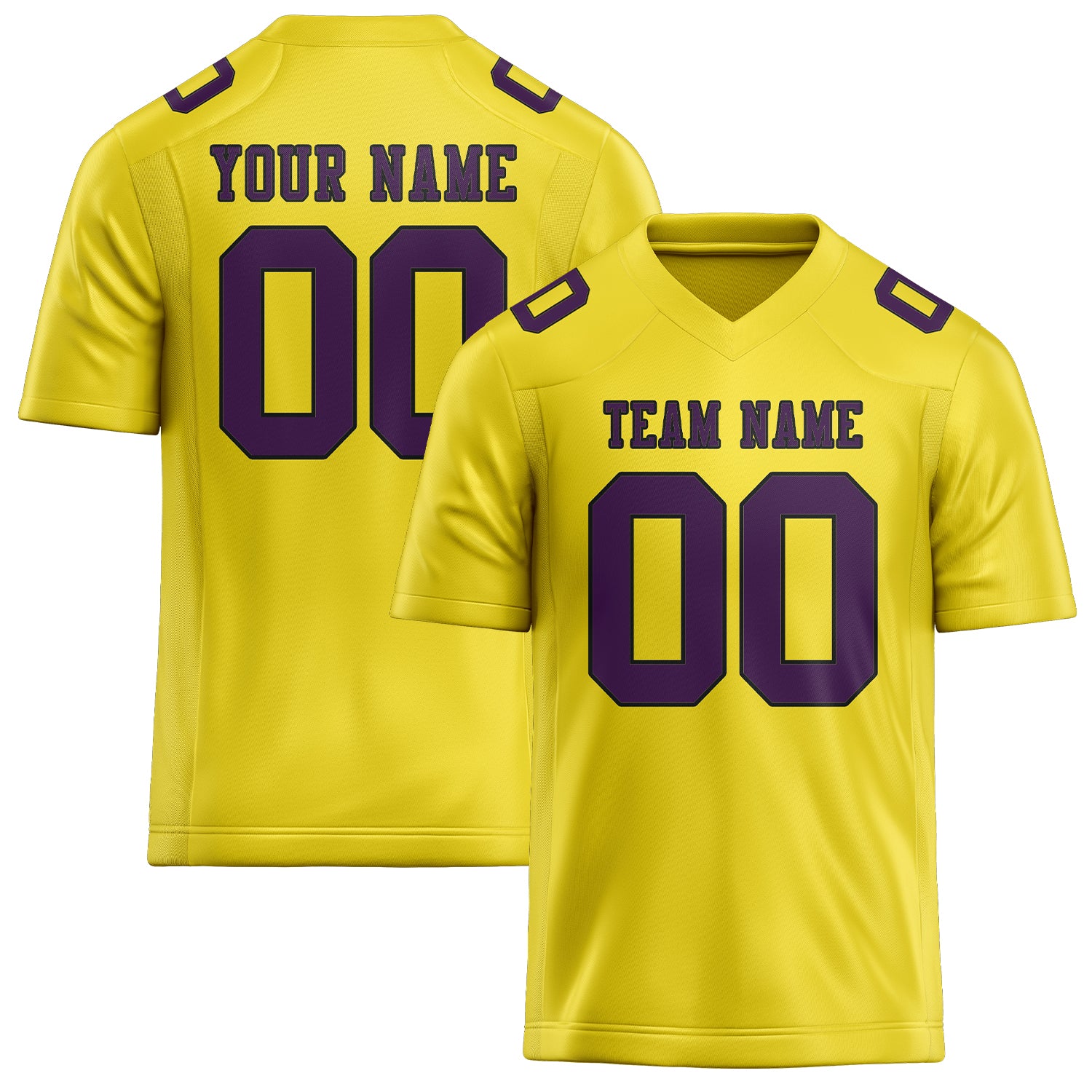Maillot de football personnalisé jaune clair et violet