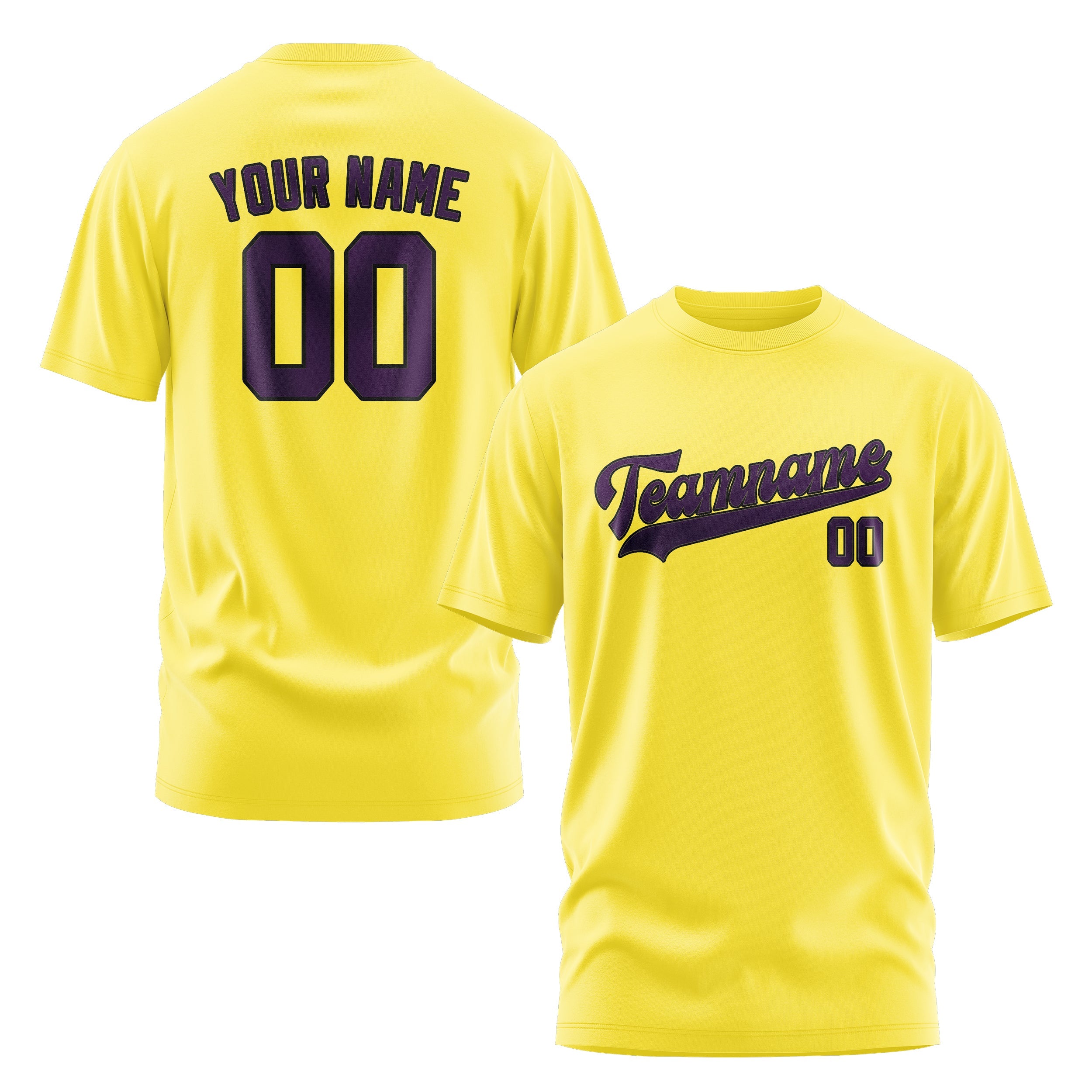 T-shirt personnalisé jaune clair violet