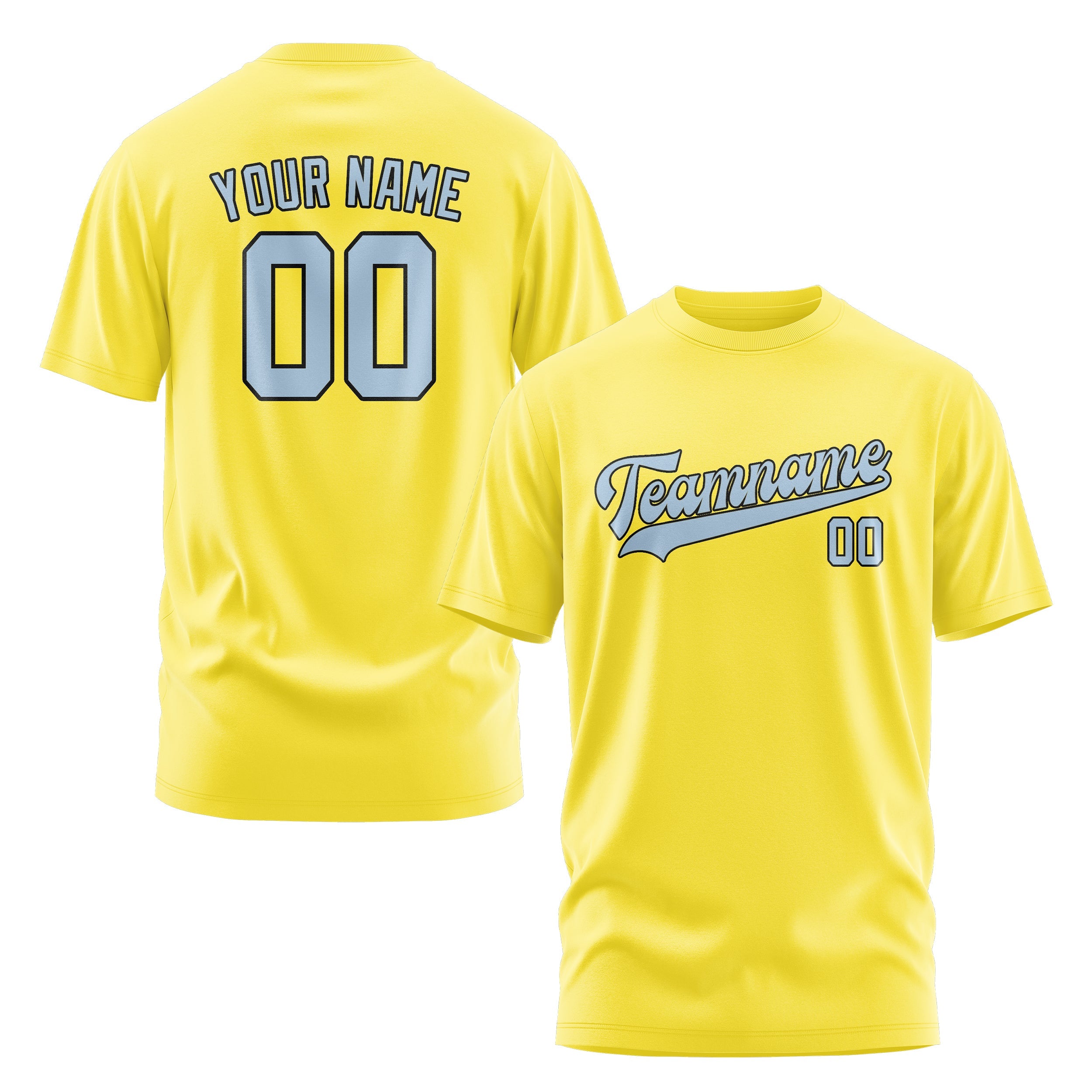 T-shirt personnalisé jaune clair et bleu clair
