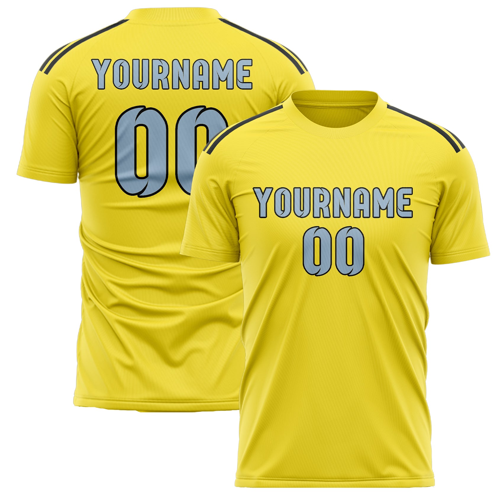 Maillot de football personnalisé jaune clair et bleu clair