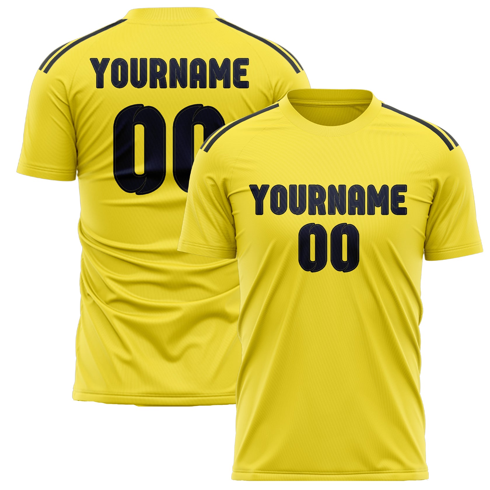 Maillot de football personnalisé jaune clair et marine