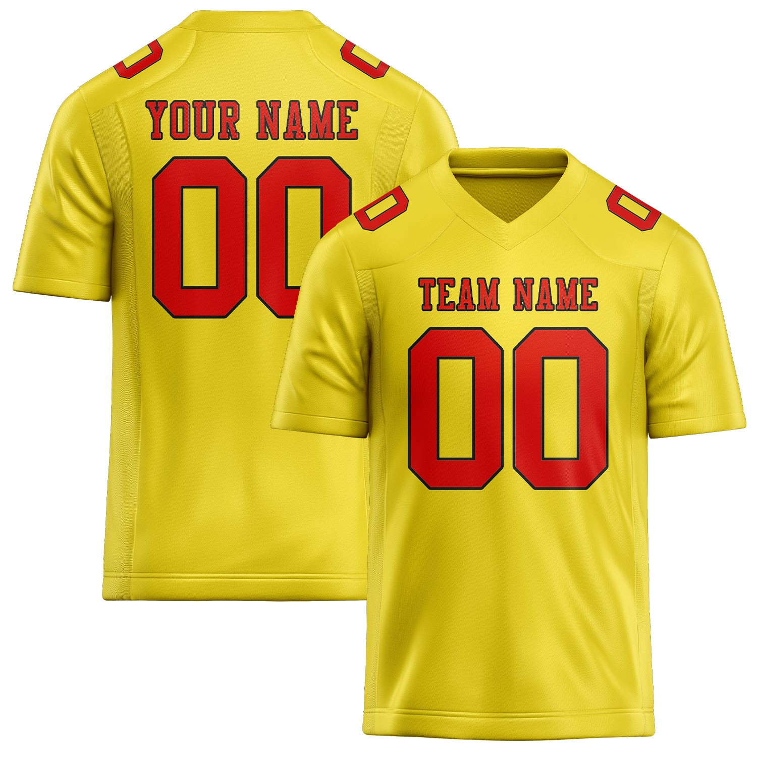 Maillot de football personnalisé jaune clair, orange et rouge