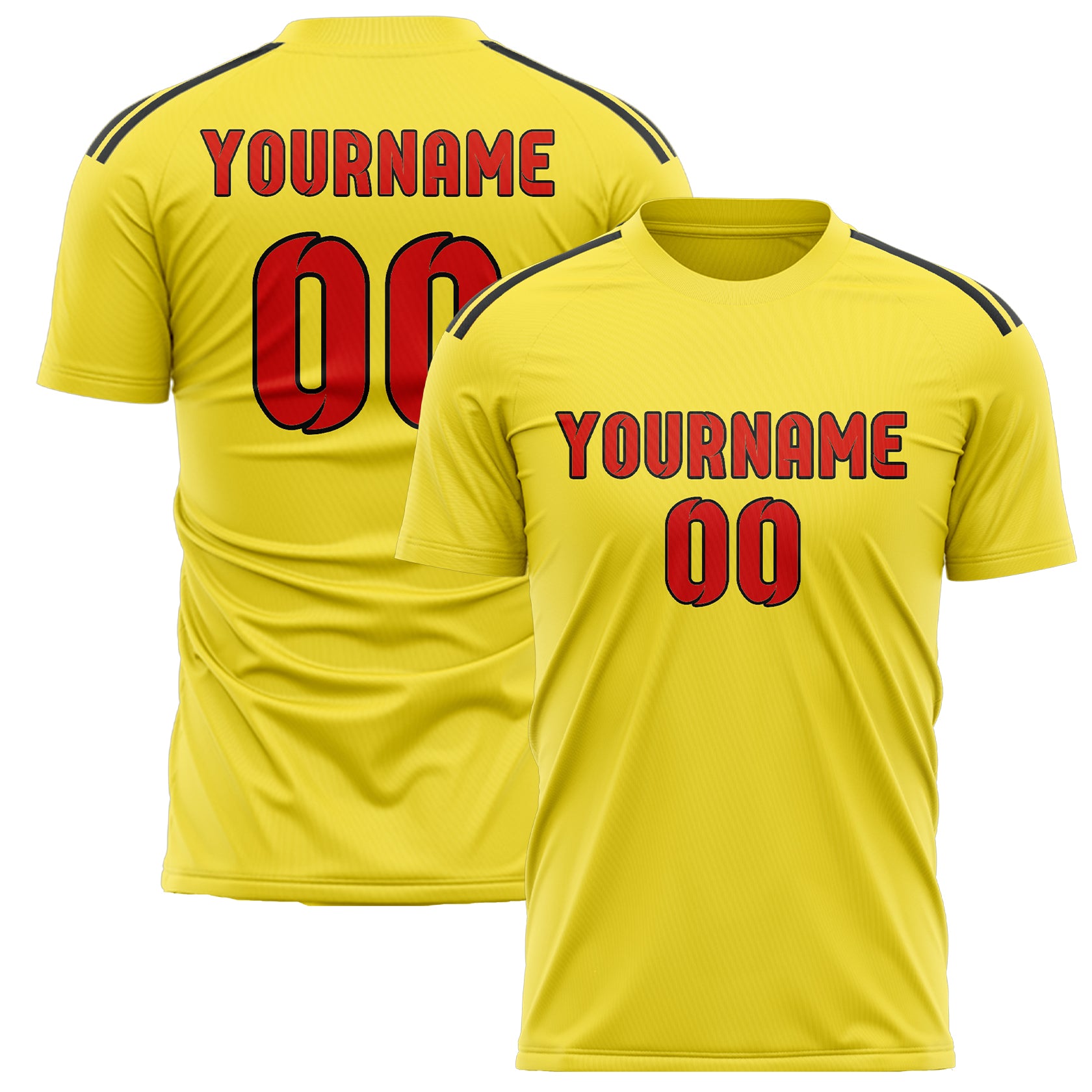 Maillot de football personnalisé jaune clair, orange et rouge