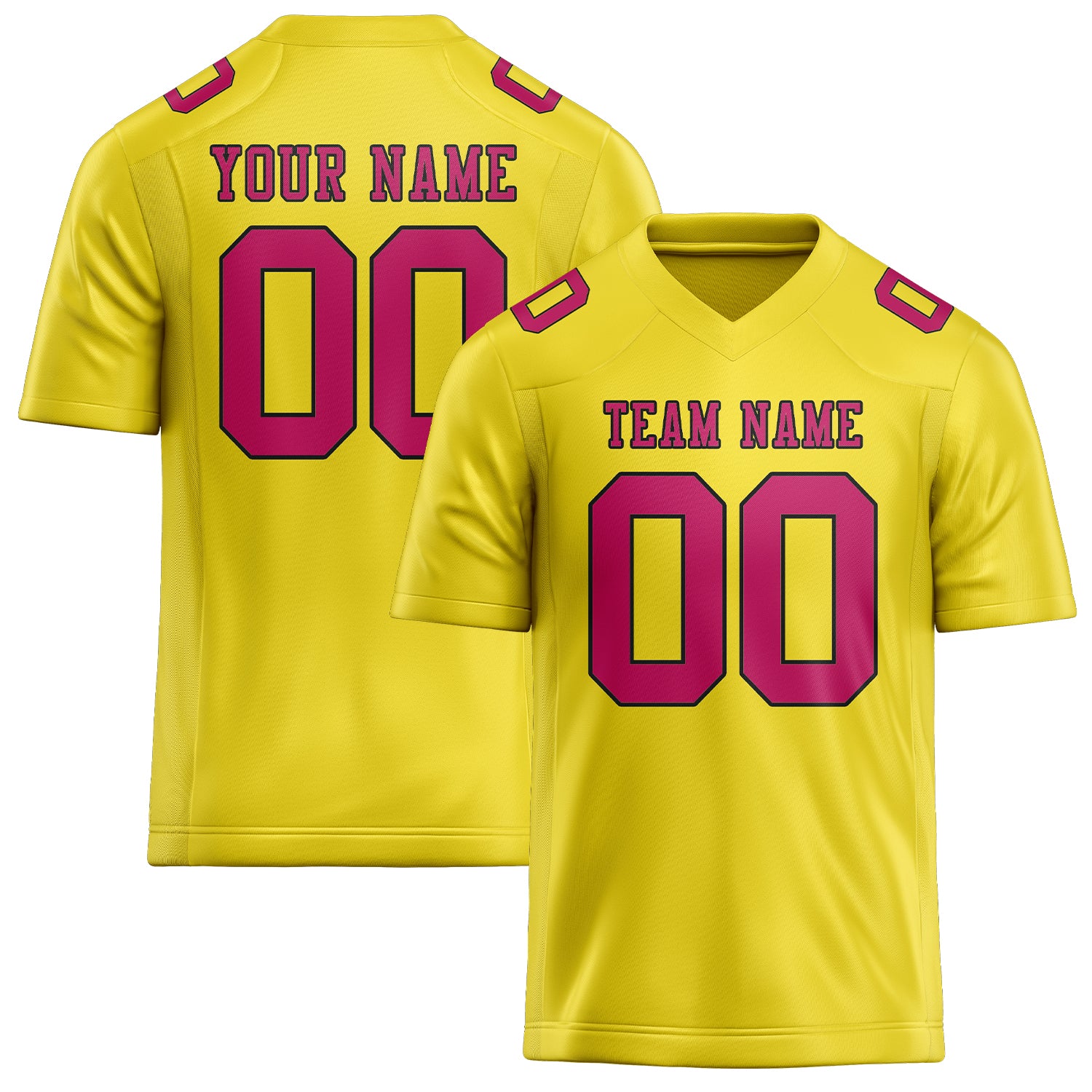 Maillot de football personnalisé jaune clair et rose
