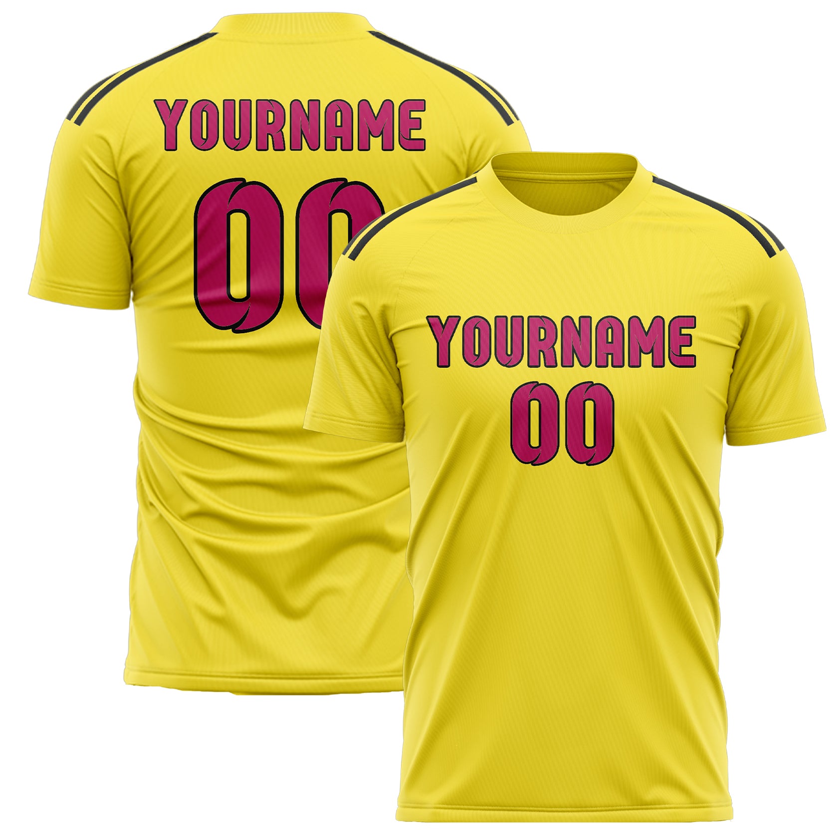 Maillot de football personnalisé jaune clair et rose