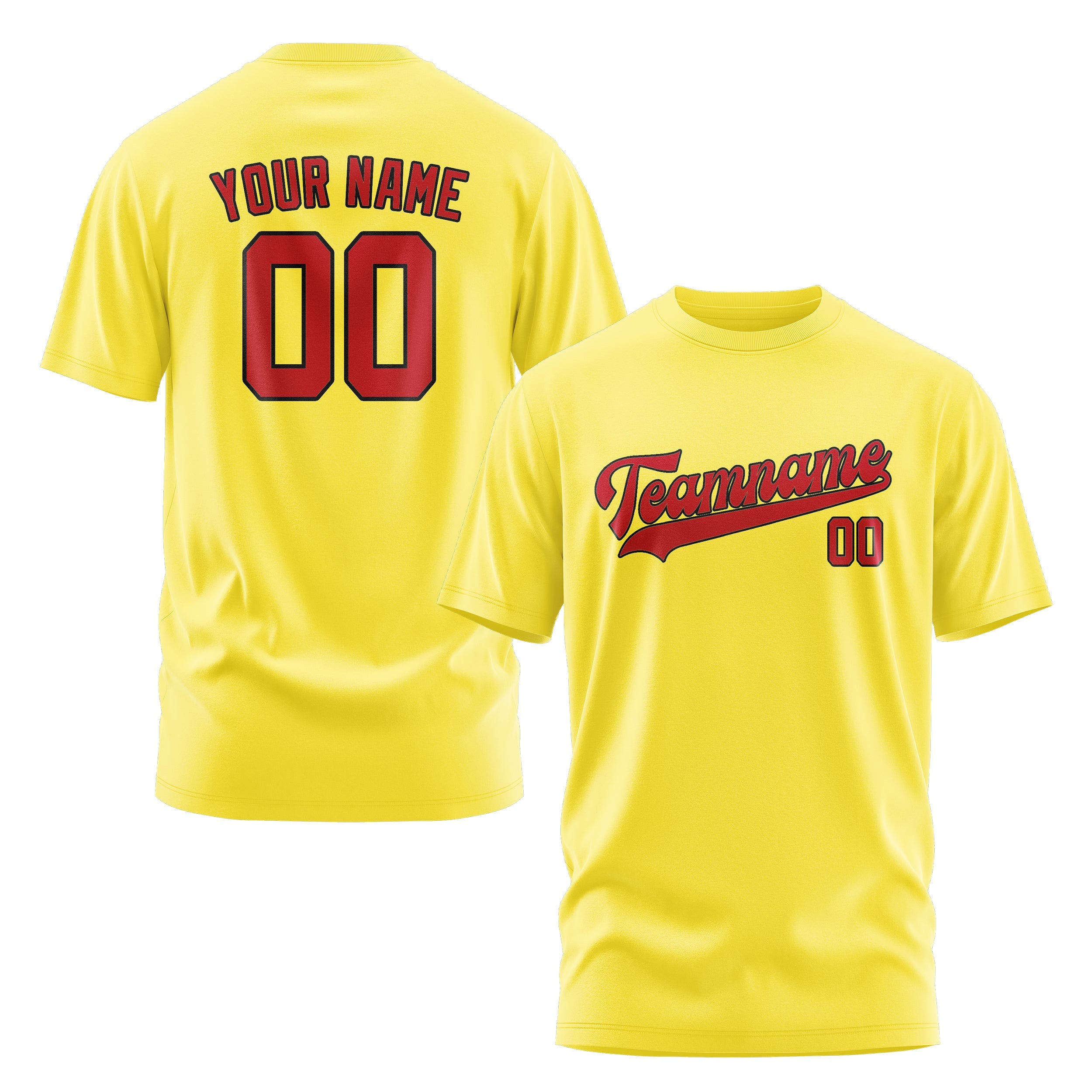 T-shirt personnalisé jaune clair et rouge