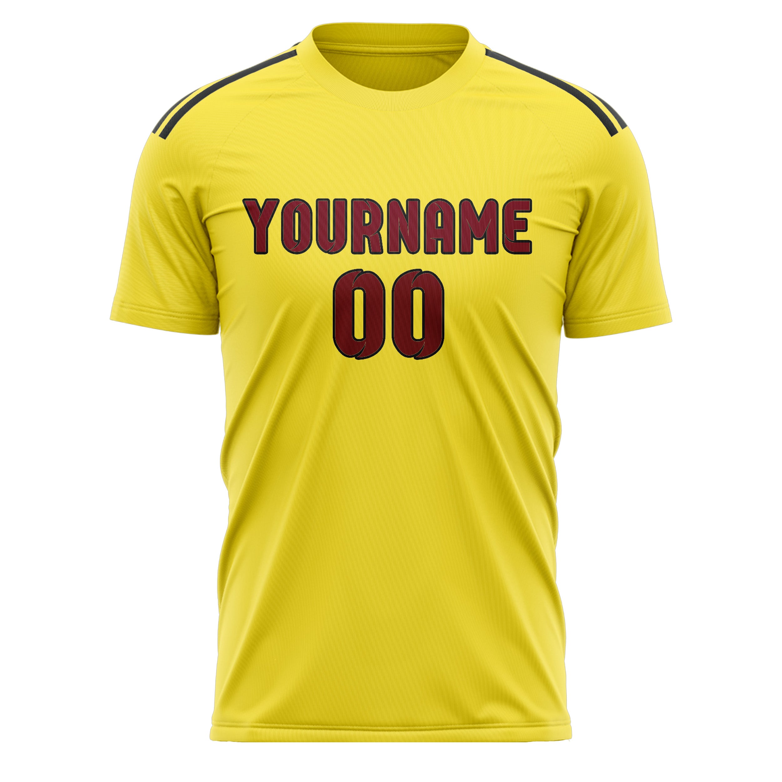 Maillot de football personnalisé jaune clair et rouge cramoisi